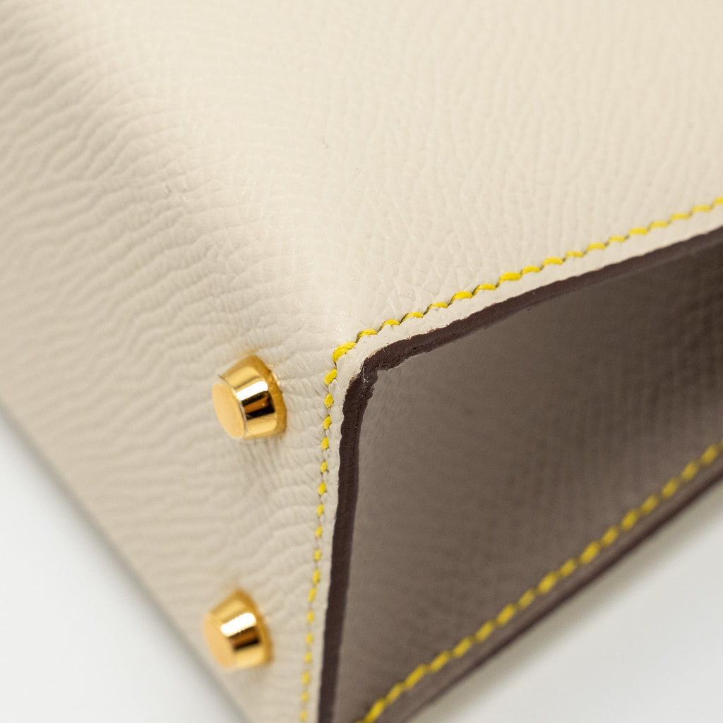 HERMES MINI KELLY SPECIAL ORDER EPSOM CRAIE / ETOUPE / LIME LGHW