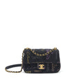 CHANEL 22P SMALL FLAP BAG 23CM DENIM BLACK GHW (MICROCHIP)