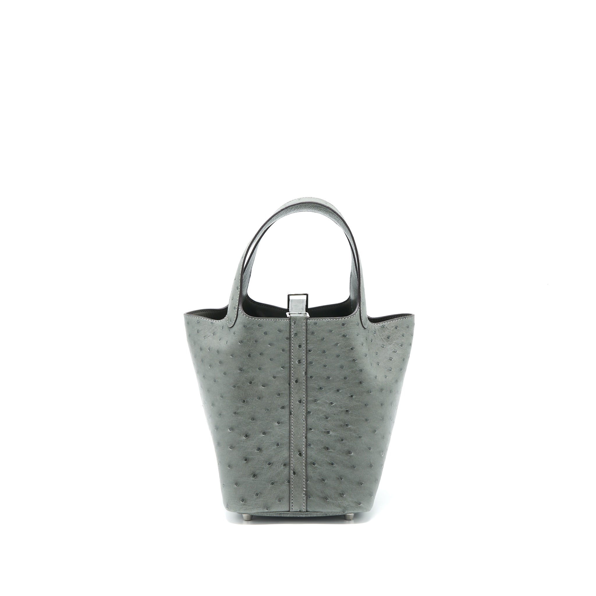 HERMES PICOTIN 18 LOCK BAG OSTRICH GRIS MEYER SHW