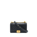 CHANEL MEDIUM BOY BAG CAVIAR BLACK BRUSHED GHW