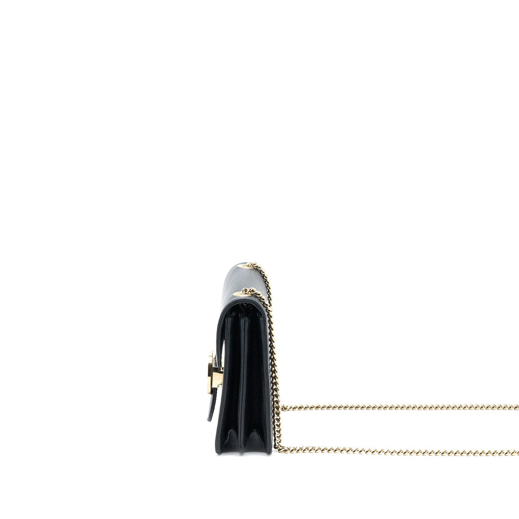 GUCCI INTERLOCKING SMALL SHOULDER BAG BLACK LGHW