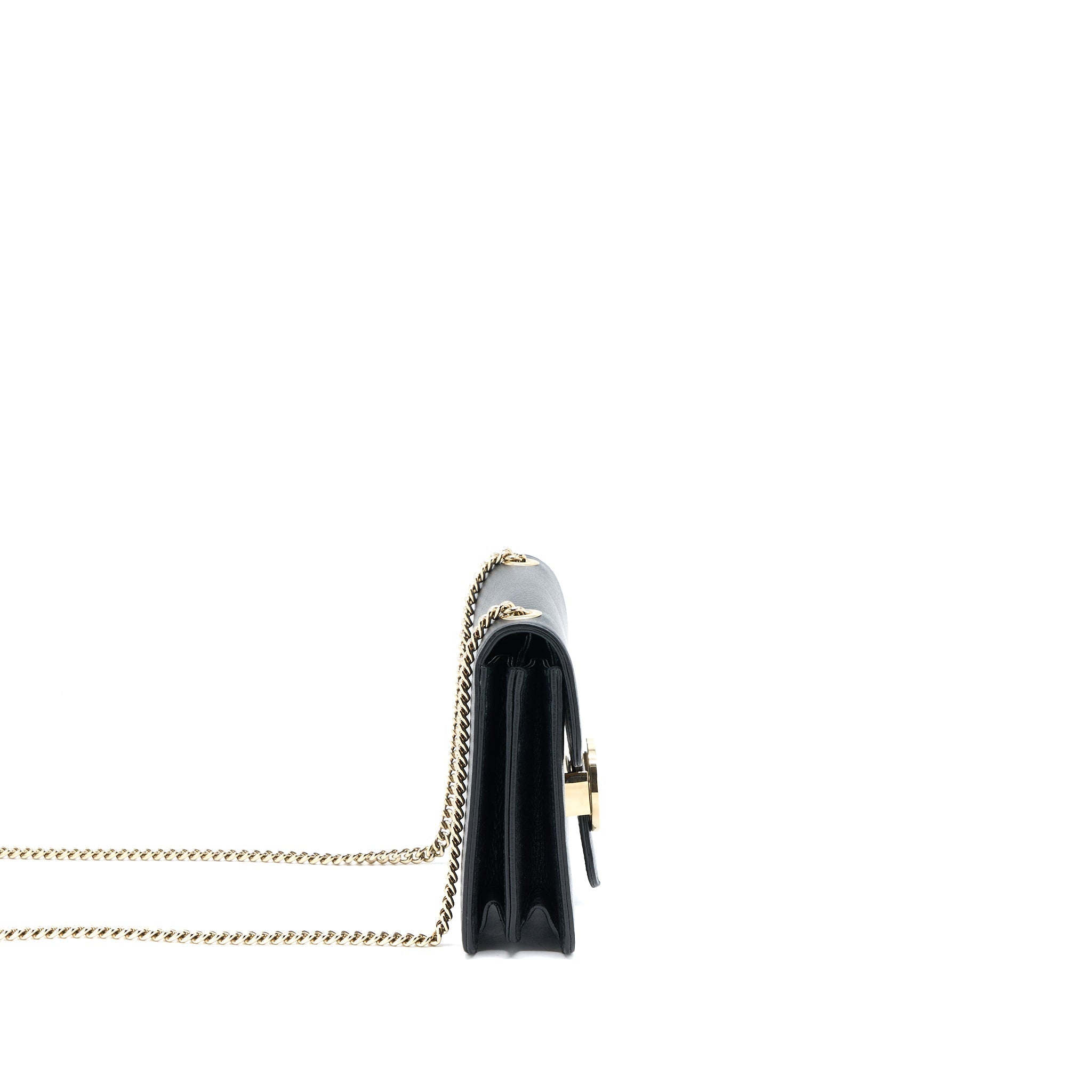 GUCCI INTERLOCKING SMALL SHOULDER BAG BLACK LGHW