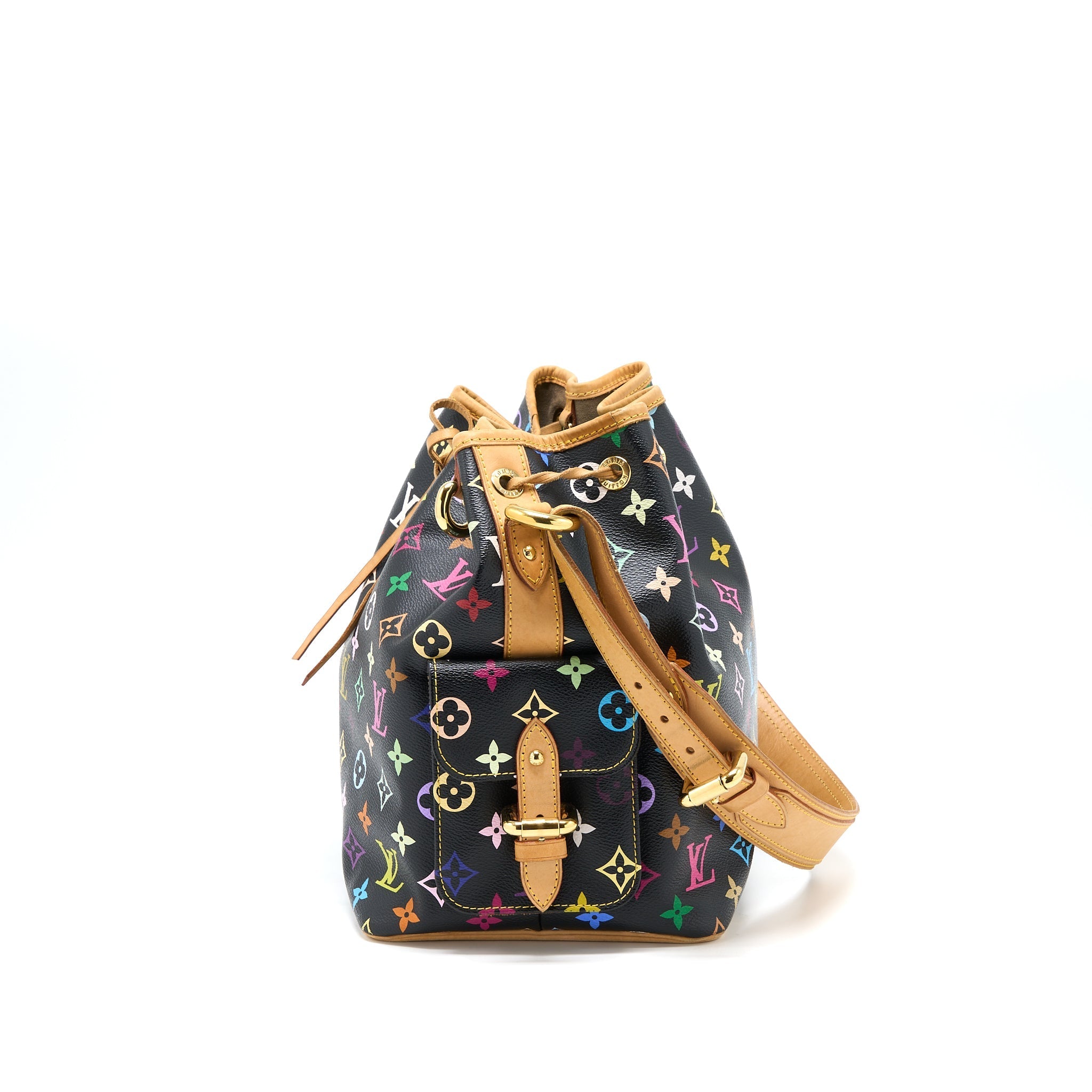 LOUIS VUITTON PETIT NOE BLACK MULTICOLOUR MONOGRAM CANVAS GHW