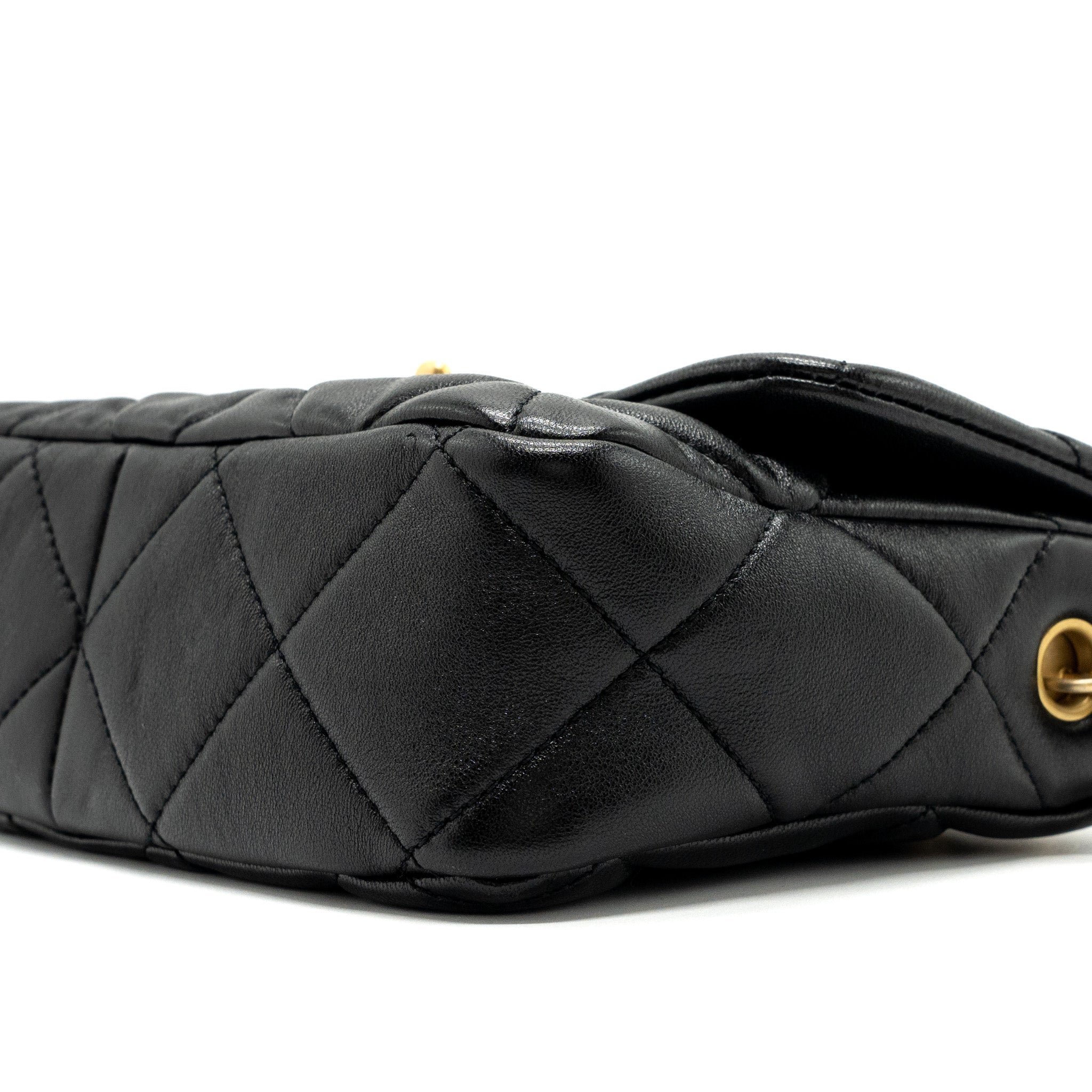 CHANEL 23S COCO LOVE FLAP BAG LAMBSKIN BLACK BRUSHED GHW (MICROCHIP)