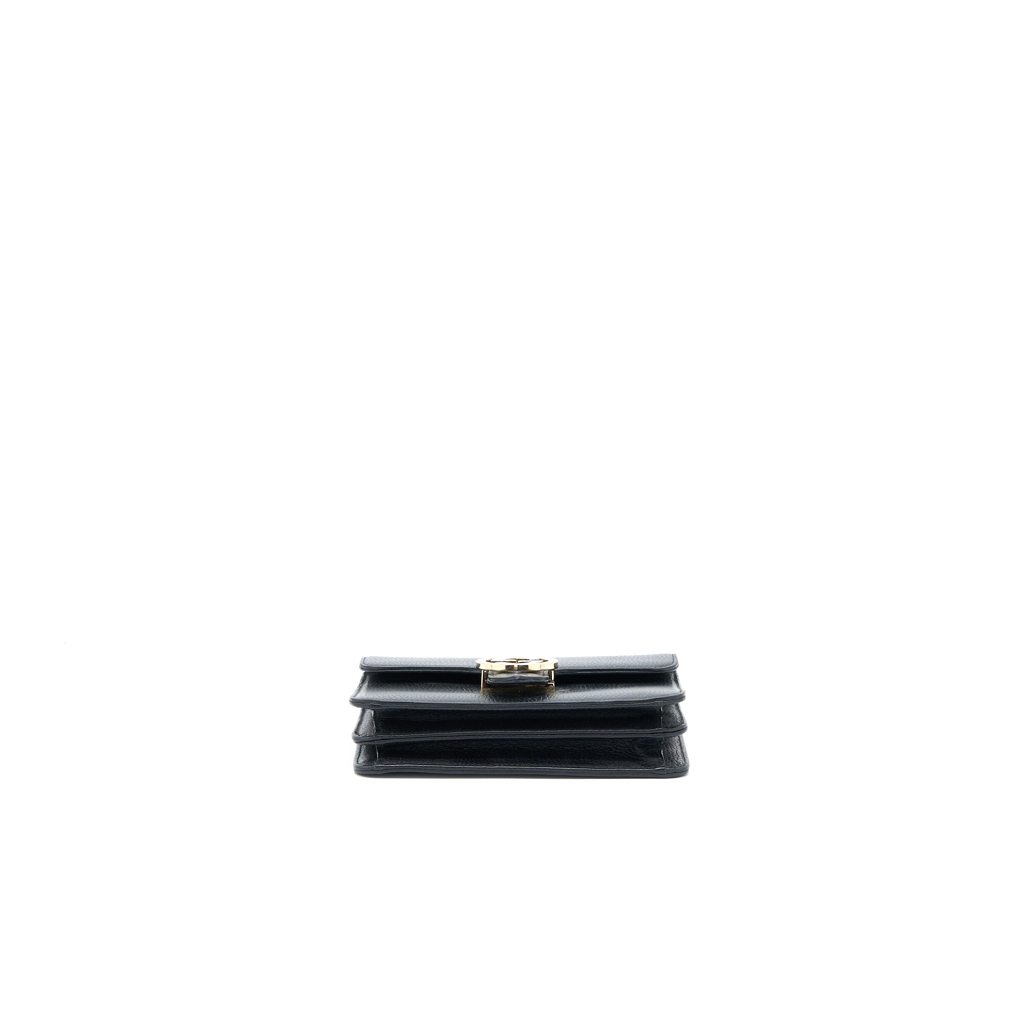 GUCCI INTERLOCKING SMALL SHOULDER BAG BLACK LGHW