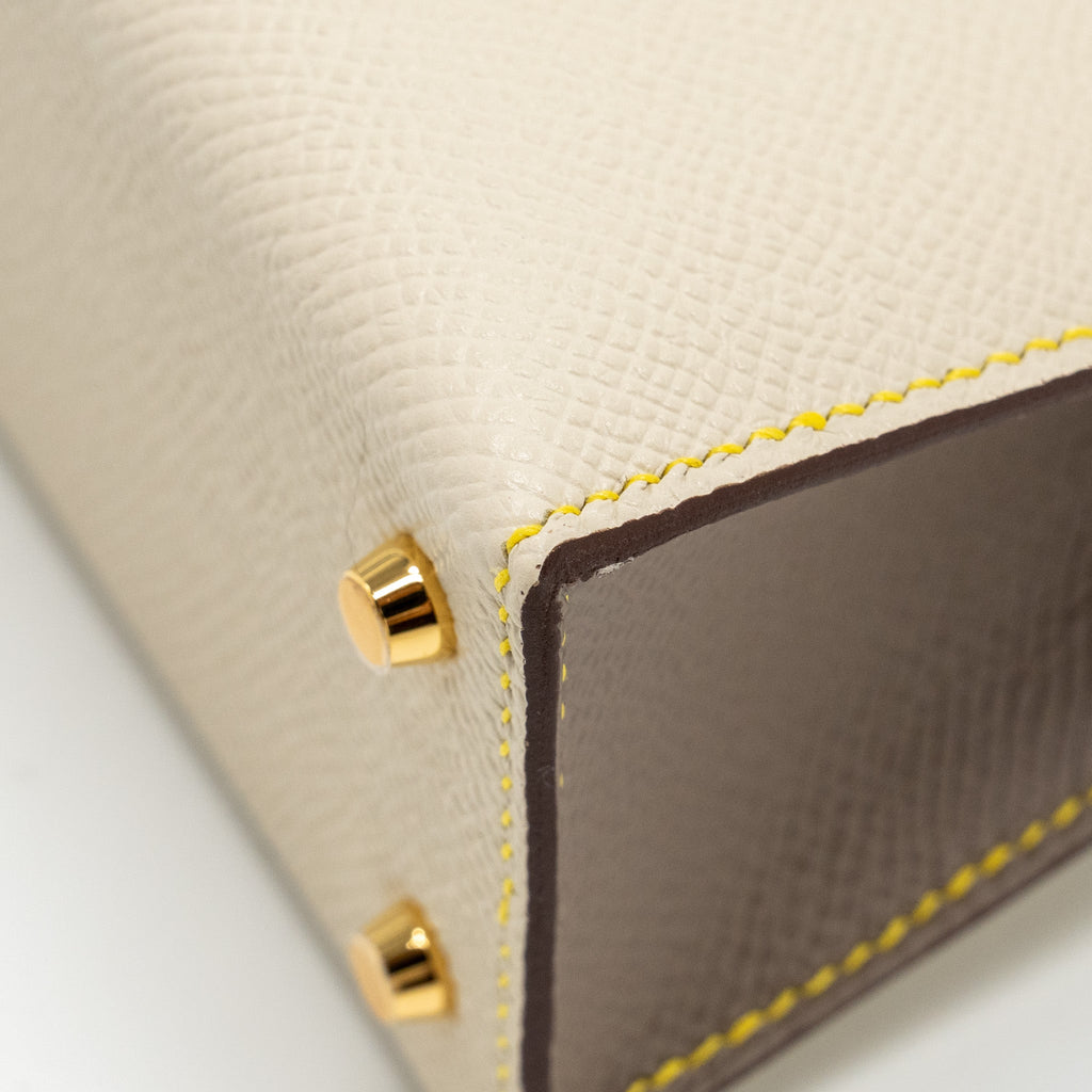 HERMES MINI KELLY SPECIAL ORDER EPSOM CRAIE / ETOUPE / LIME LGHW