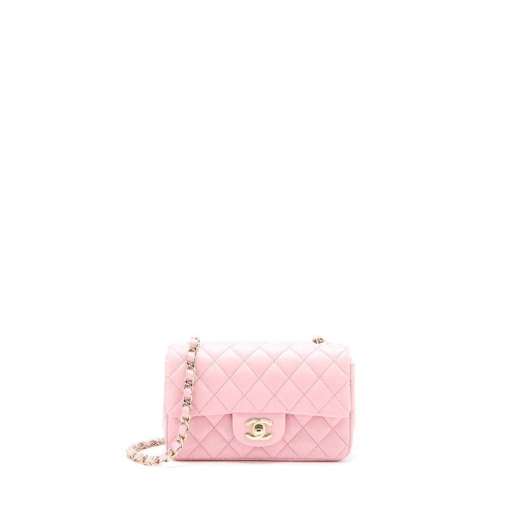 CHANEL 21S MINI RECTANGULAR FLAP BAG LAMBSKIN PINK LGHW