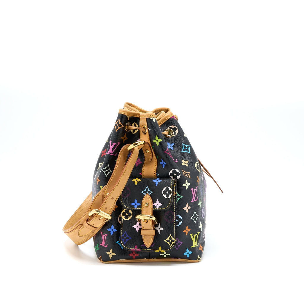 LOUIS VUITTON PETIT NOE BLACK MULTICOLOUR MONOGRAM CANVAS GHW