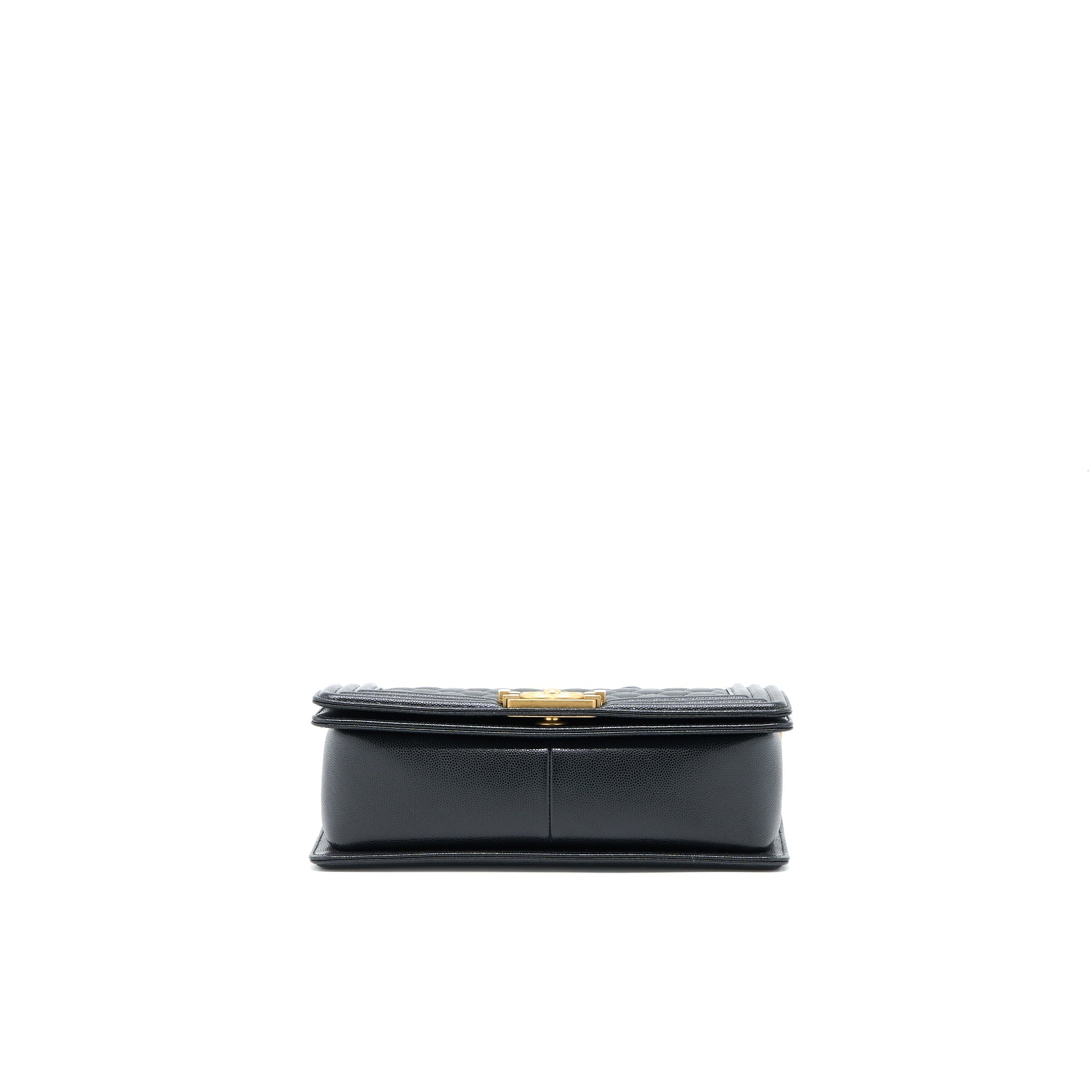 CHANEL MEDIUM BOY BAG CAVIAR BLACK BRUSHED GHW
