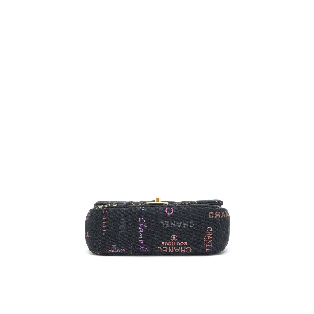 CHANEL 22P SMALL FLAP BAG 23CM DENIM BLACK GHW (MICROCHIP)