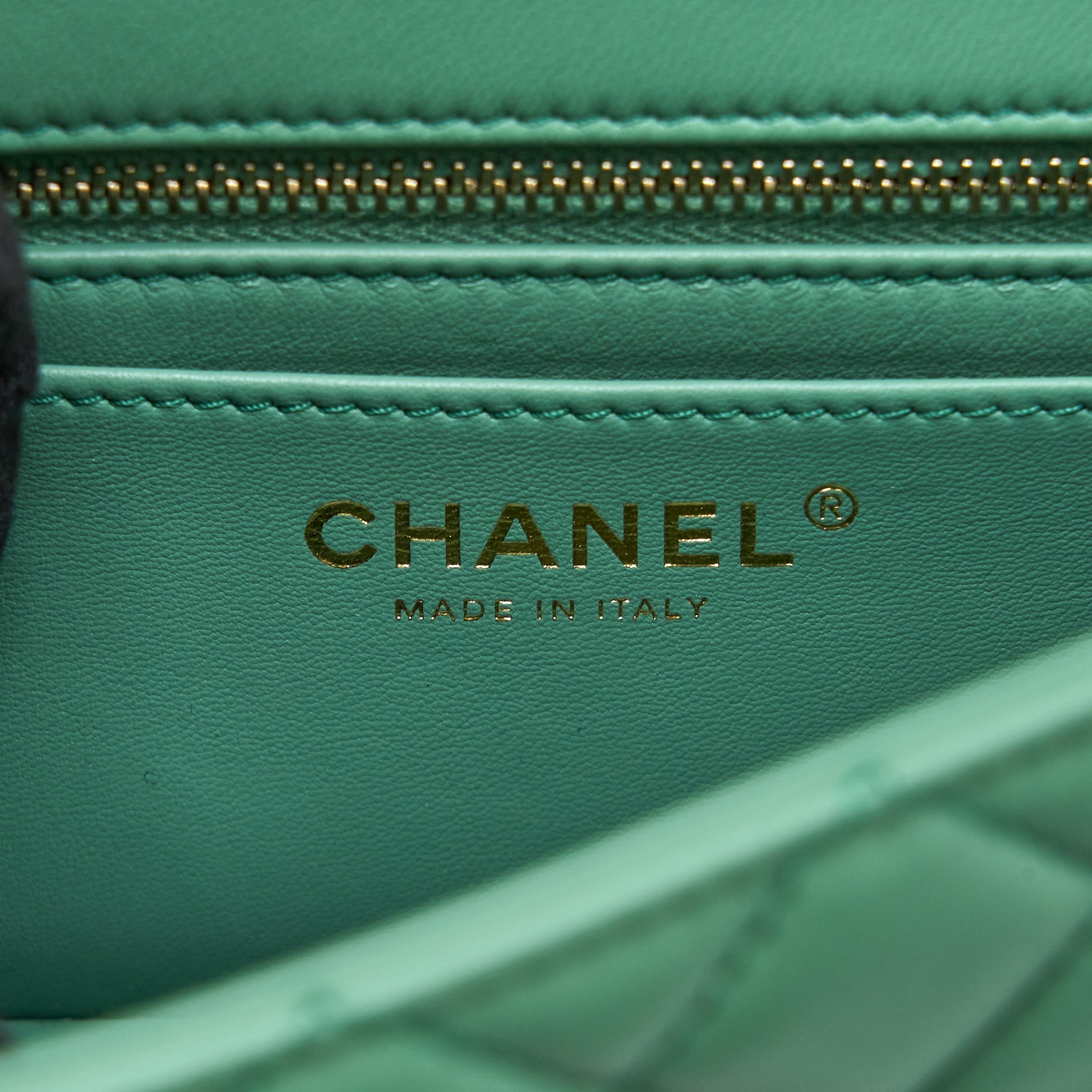 CHANEL PEARL CRUSH MINI RECTANGULAR FLAP BAG LAMBSKIN GREEN GHW (MICROCHIP)