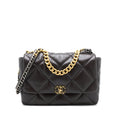 CHANEL 21A MAXI 19 FLAP BAG LAMBSKIN DARK BROWN MULTICOLOUR HARDWARE (MICROCHIP)