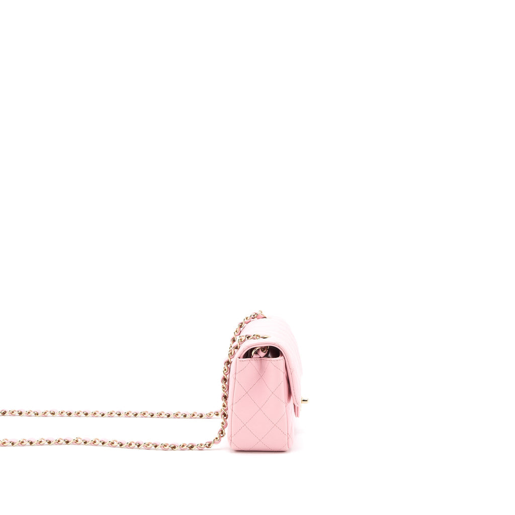 CHANEL 21S MINI RECTANGULAR FLAP BAG LAMBSKIN PINK LGHW