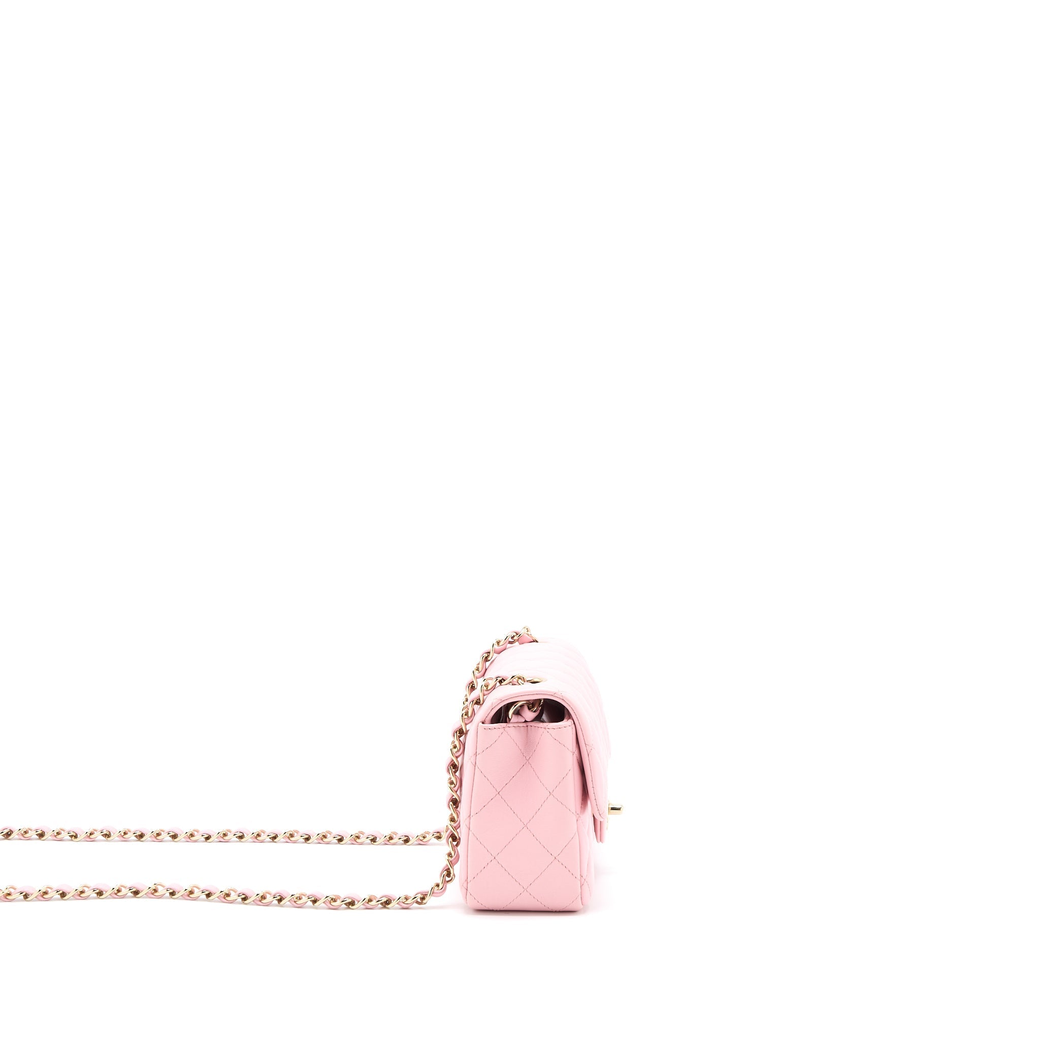 CHANEL 21S MINI RECTANGULAR FLAP BAG LAMBSKIN PINK LGHW