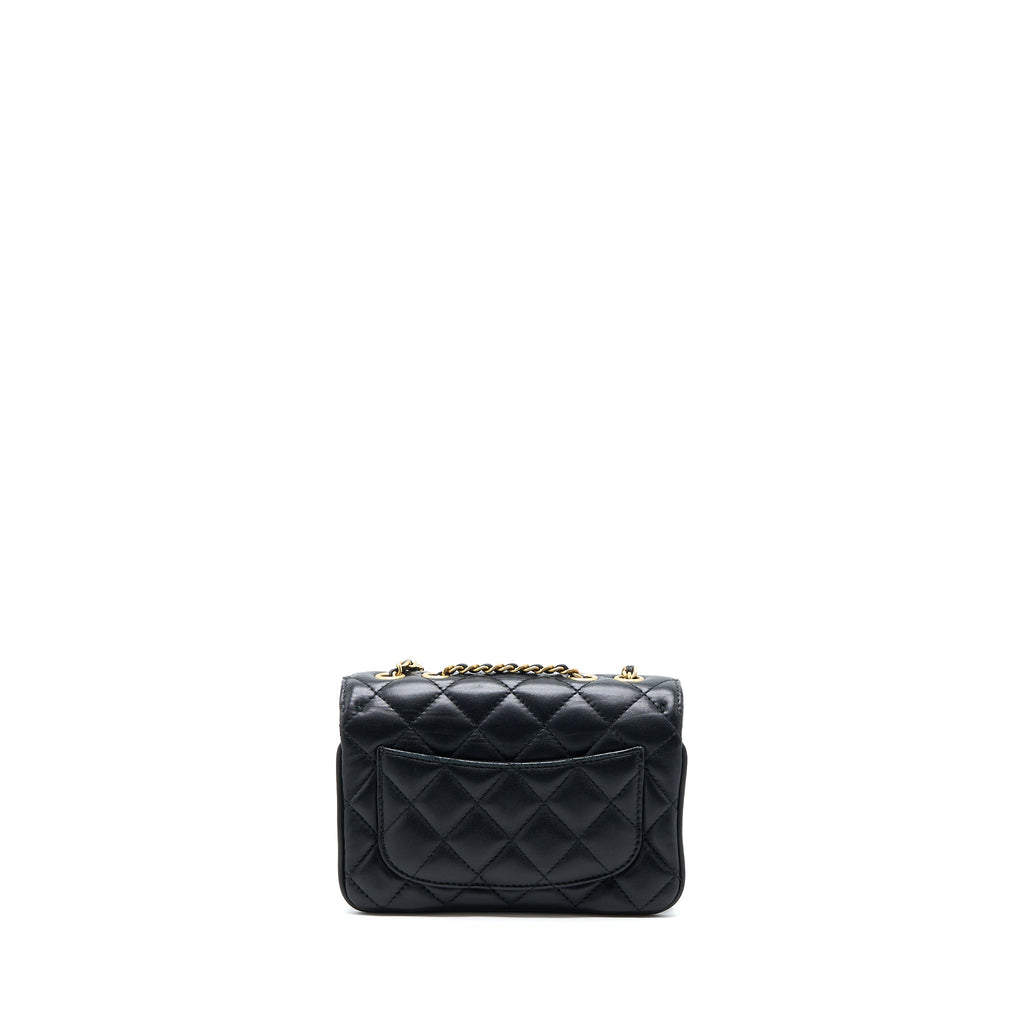 CHANEL SEASONAL FLAP BAG LAMBSKIN BLACK BRUSHED GHW