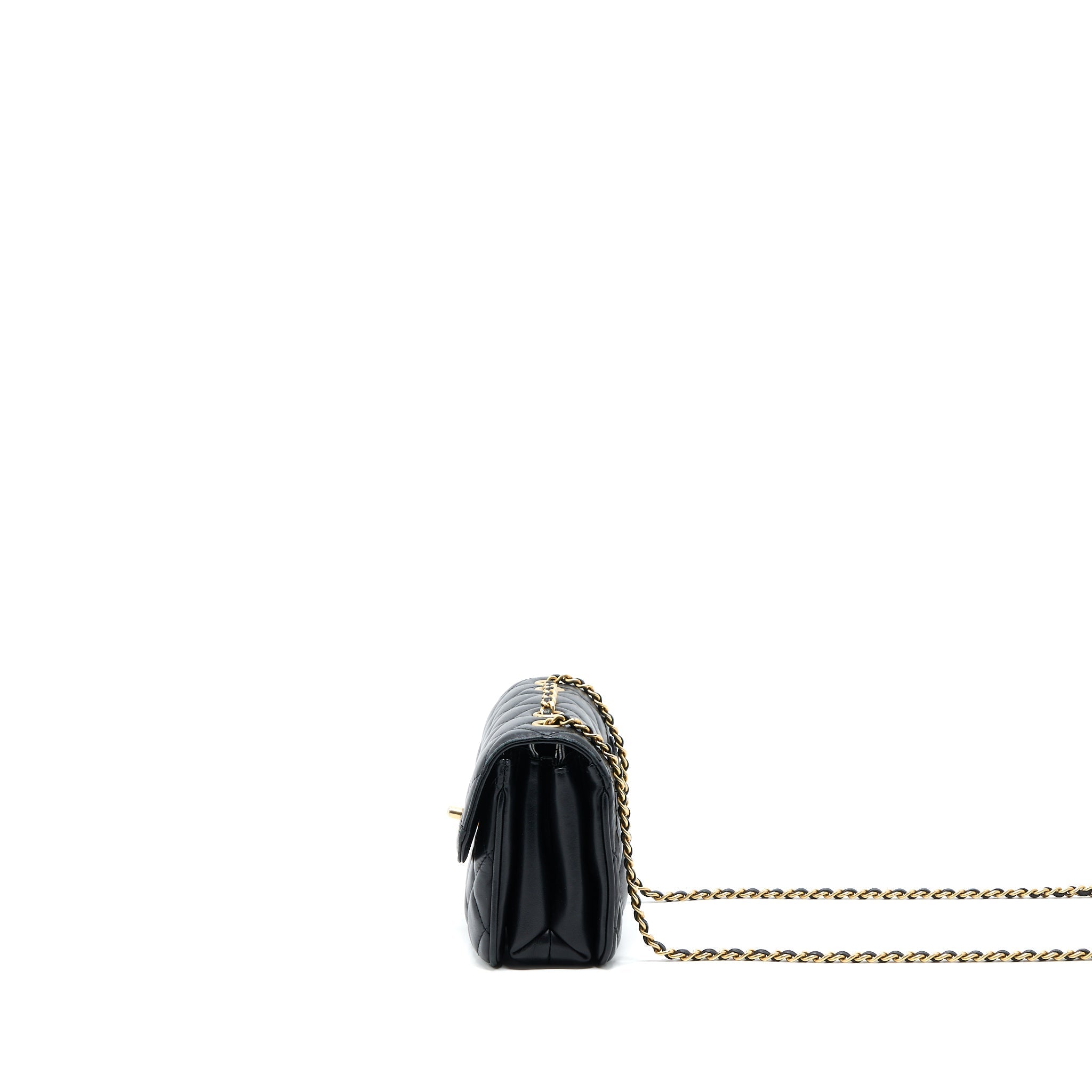 CHANEL SEASONAL FLAP BAG LAMBSKIN BLACK BRUSHED GHW