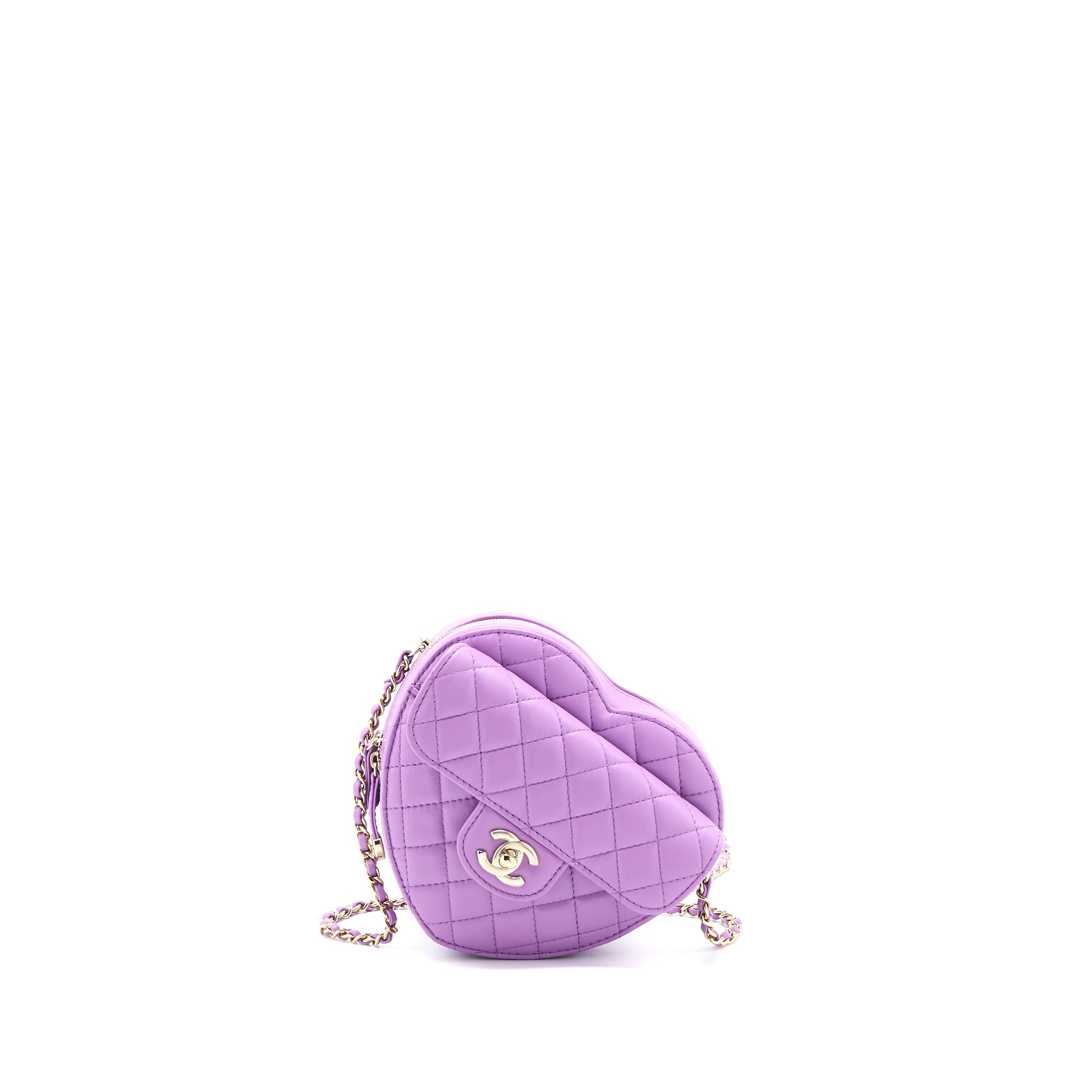 CHANEL 22S HEART BAG LAMBSKIN PURPLE LGHW (MICROCHIP)