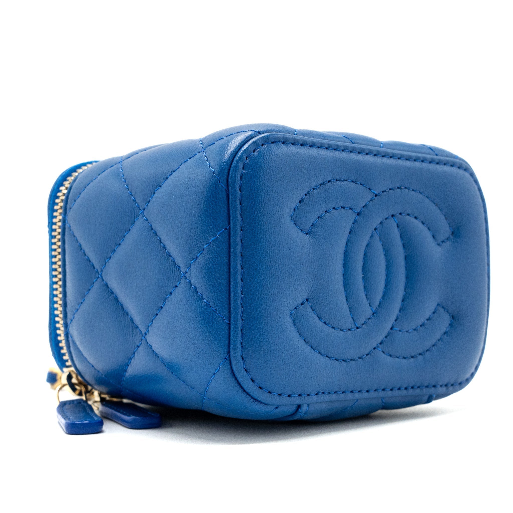 CHANEL PEARL CRUSH MINI VANITY LAMBSKIN BLUE GHW(MICROCHIP)
