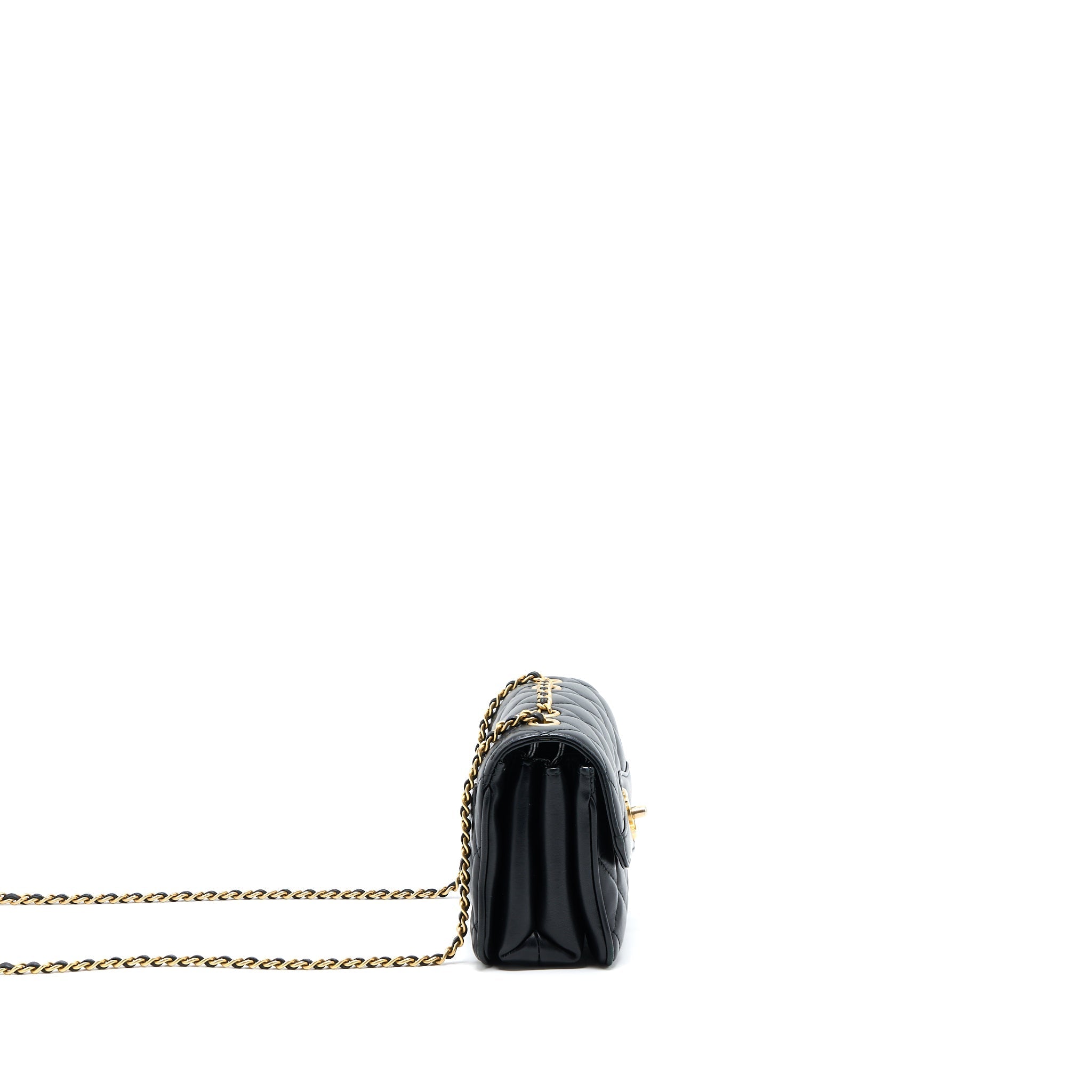 CHANEL SEASONAL FLAP BAG LAMBSKIN BLACK BRUSHED GHW