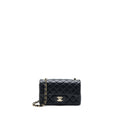 CHANEL CLASSIC MINI RECTANGULAR FLAP BAG LAMBSKIN BLACK LGHW (MICROCHIP)
