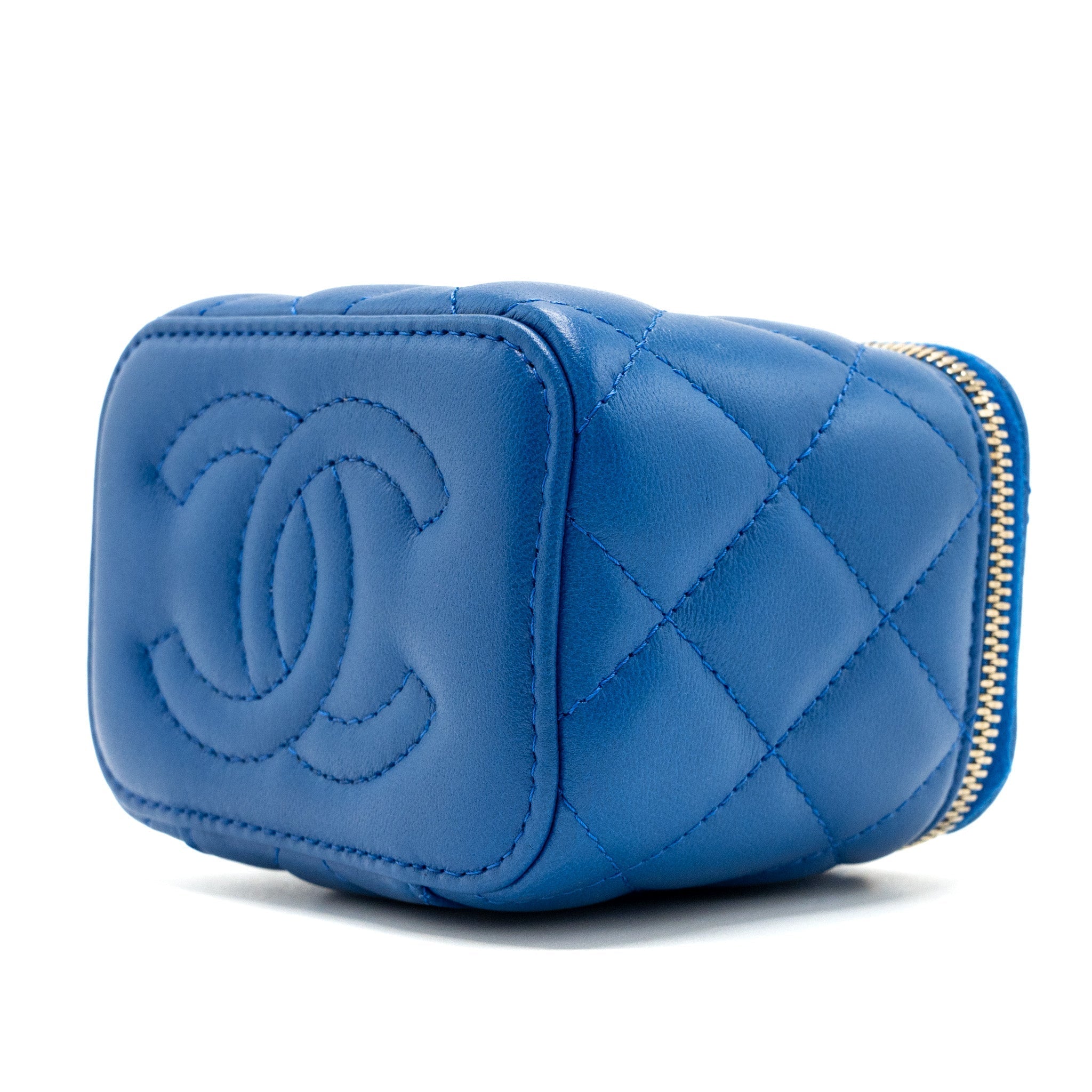CHANEL PEARL CRUSH MINI VANITY LAMBSKIN BLUE GHW(MICROCHIP)