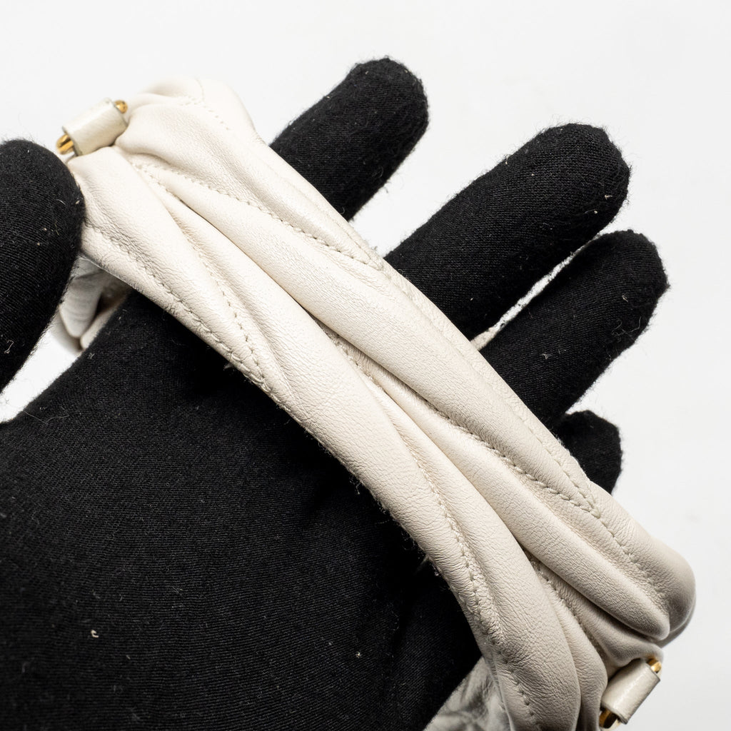 MIU MIU WANDER MATELASSE MINI HOBO BAG NAPPA LAMBSKIN WHITE GHW