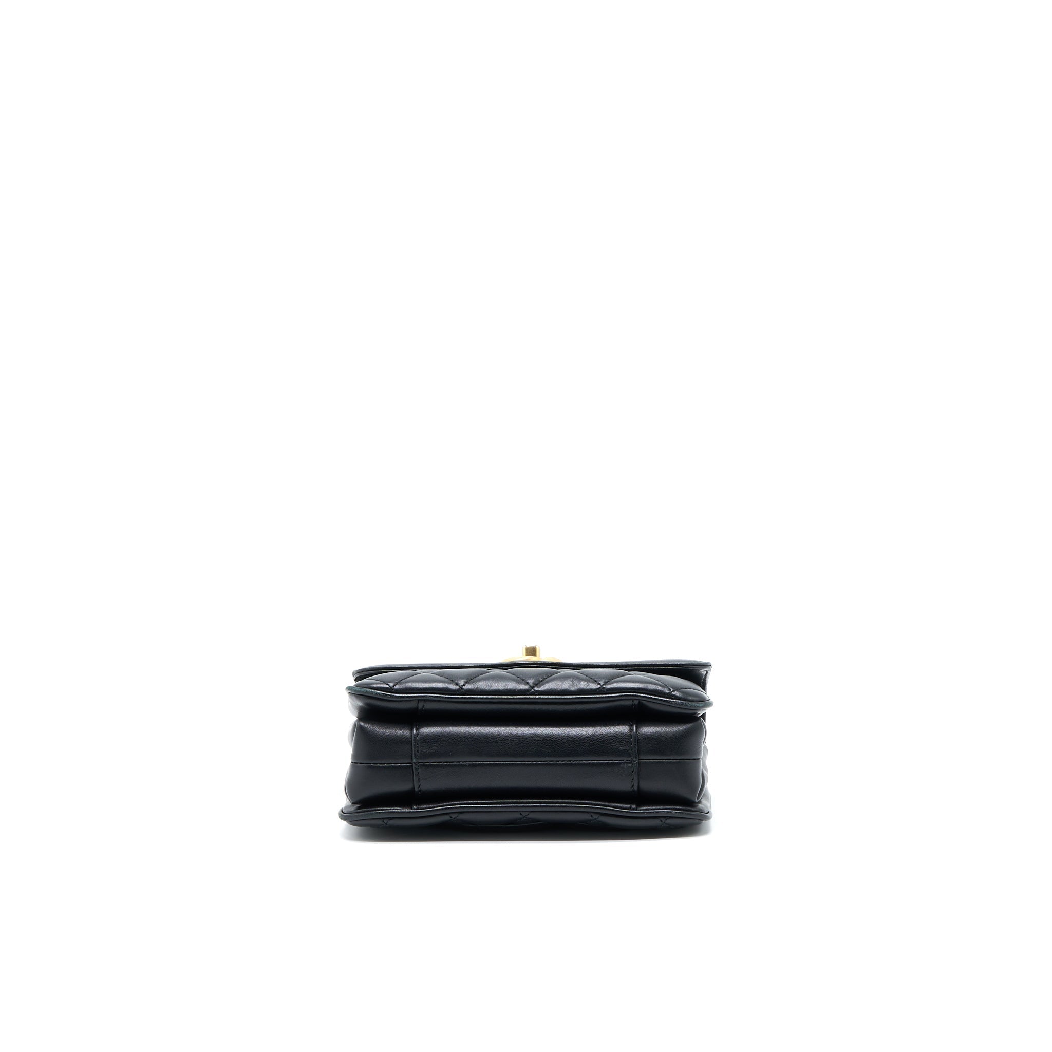 CHANEL SEASONAL FLAP BAG LAMBSKIN BLACK BRUSHED GHW