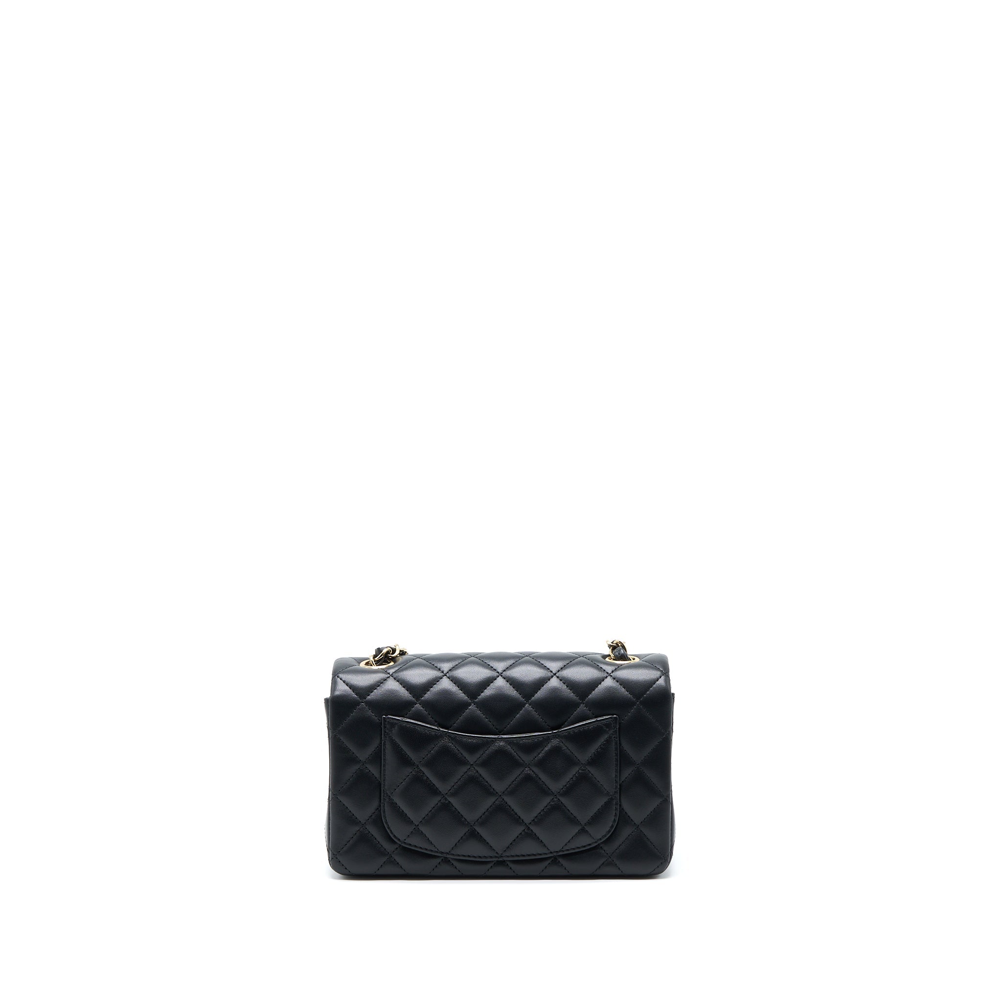 CHANEL CLASSIC MINI RECTANGULAR FLAP BAG LAMBSKIN BLACK LGHW (MICROCHIP)