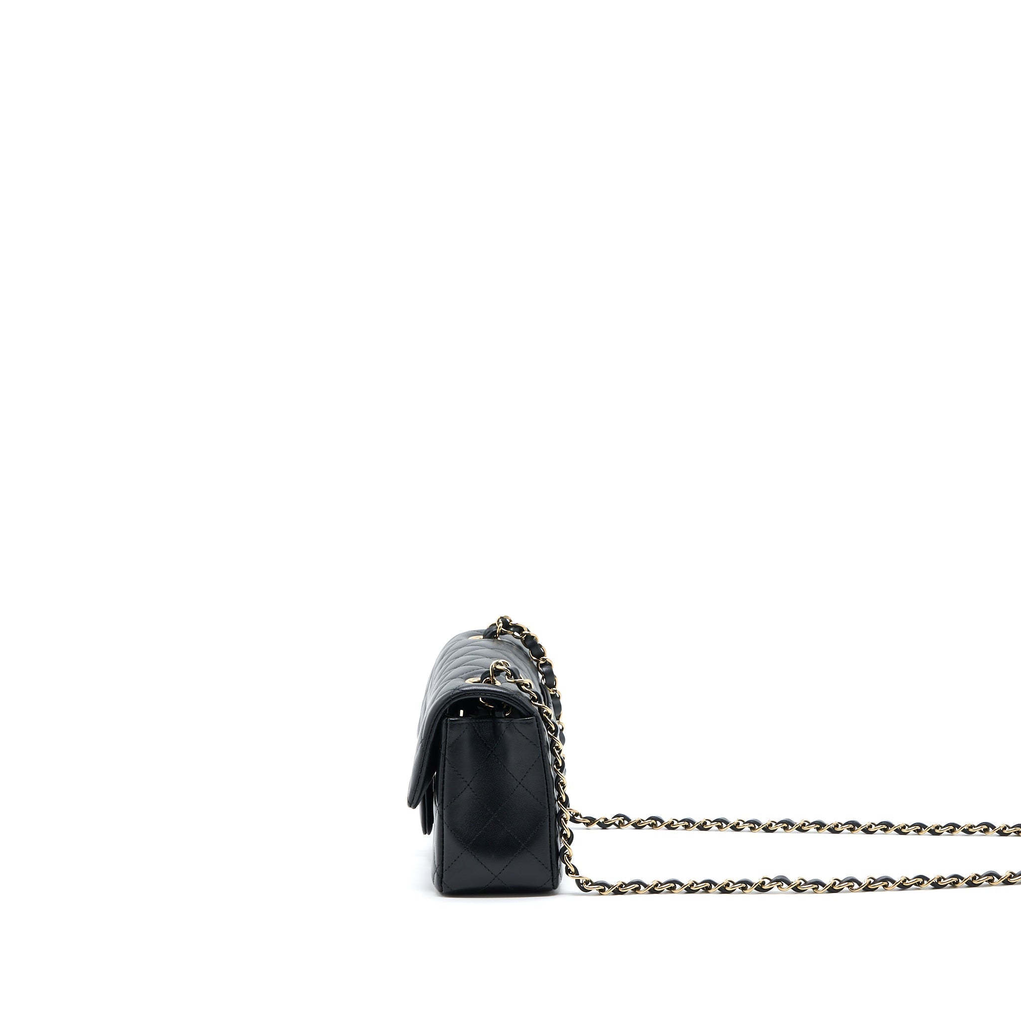 CHANEL CLASSIC MINI RECTANGULAR FLAP BAG LAMBSKIN BLACK LGHW (MICROCHIP)
