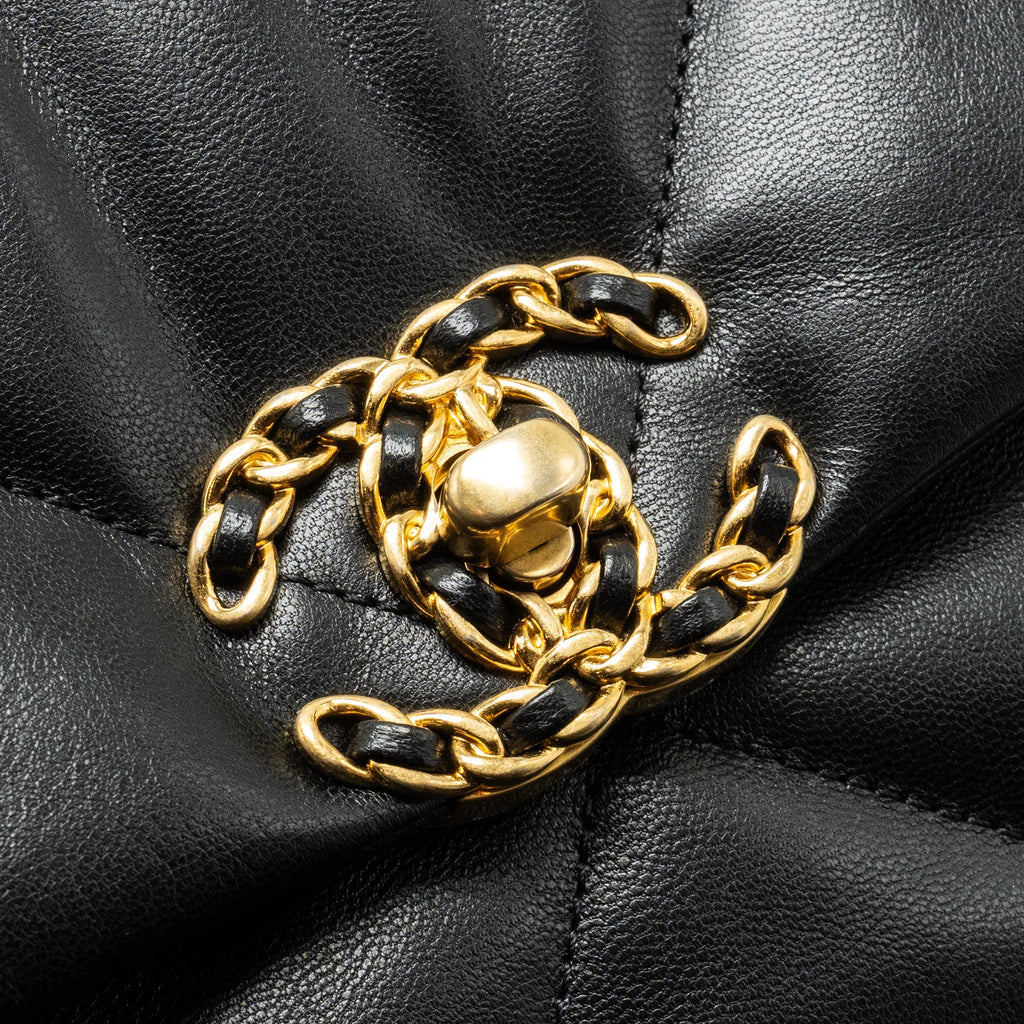 CHANEL SMALL 19 BAG GOATSKIN BLACK MULTICOLOUR HARDWARE