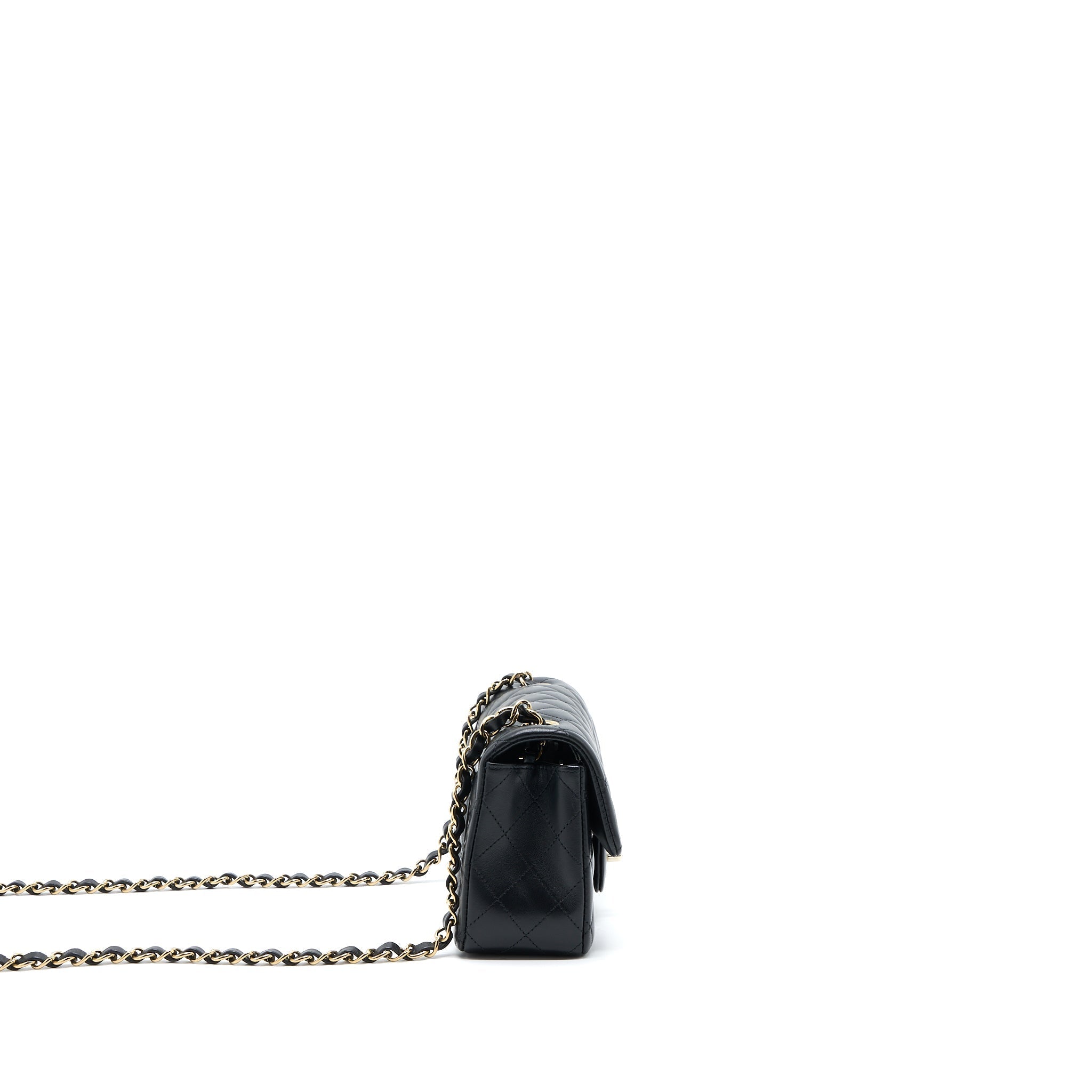 CHANEL CLASSIC MINI RECTANGULAR FLAP BAG LAMBSKIN BLACK LGHW (MICROCHIP)
