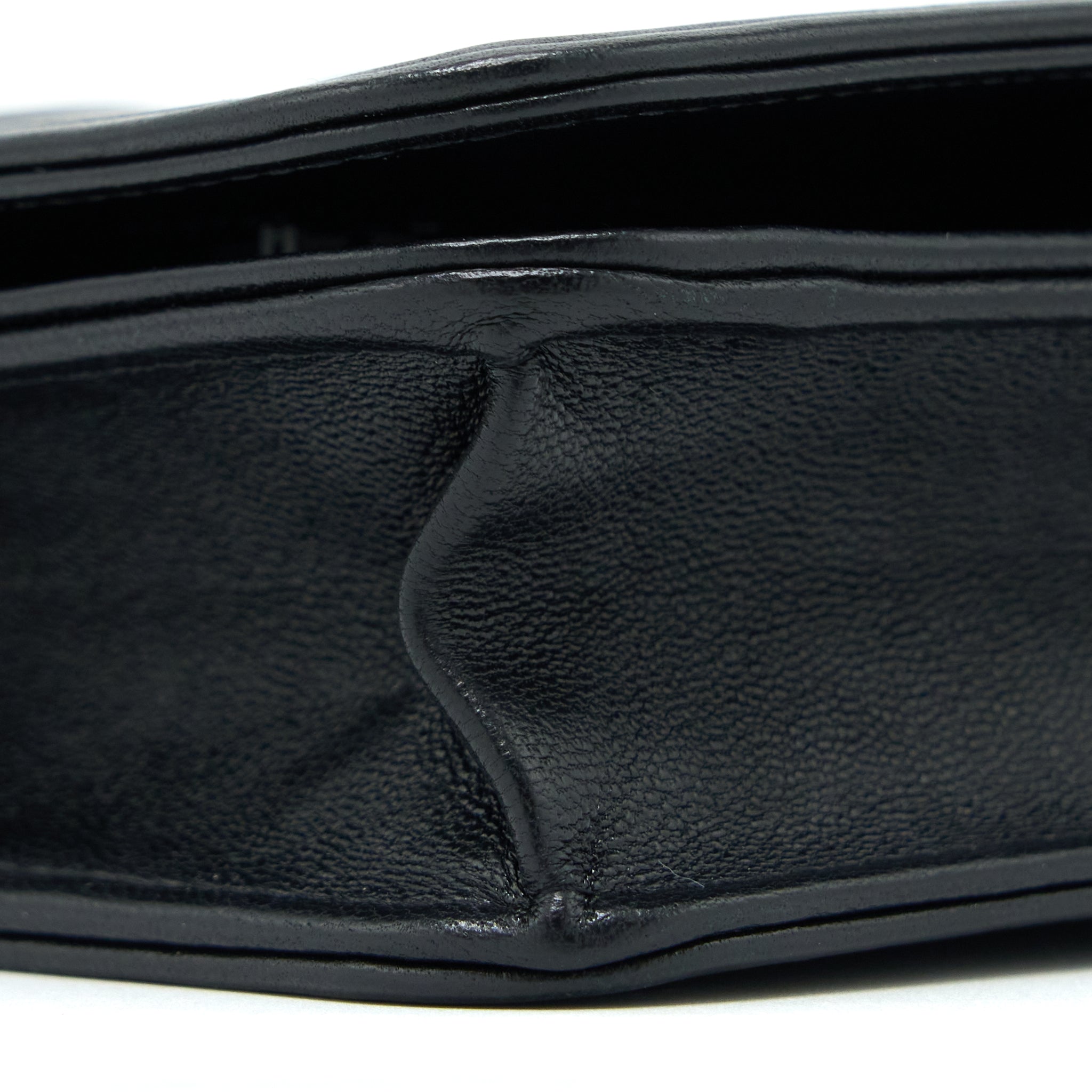 CHANEL BOY WALLET ON CHAIN LAMBSKIN BLACK BRUSHED GHW