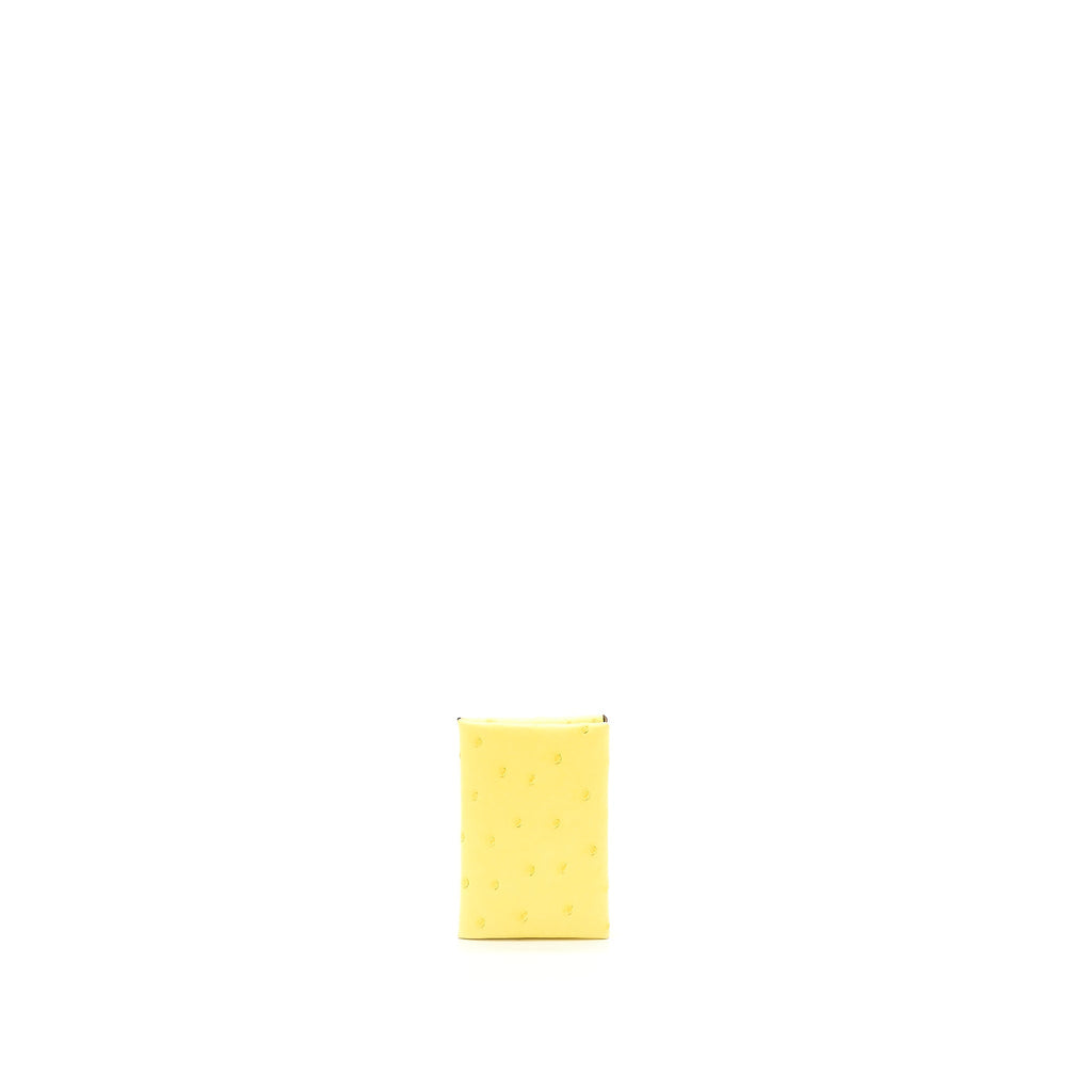 HERMES CALVI CARD HOLDER OSTRICH 9N JAUNE CITRON SHW