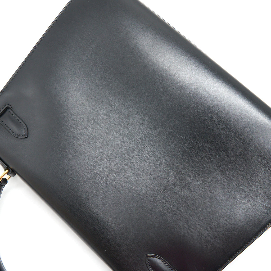 HERMES VINTAGE KELLY 32 BOX LEATHER BLACK GHW (STRAP MISSING)