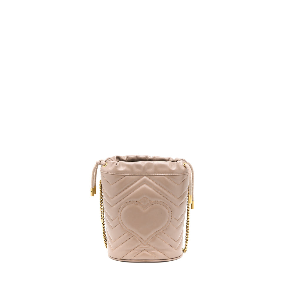 GUCCI GG MARMONT MINI BUCKET DARK BEIGE GHW