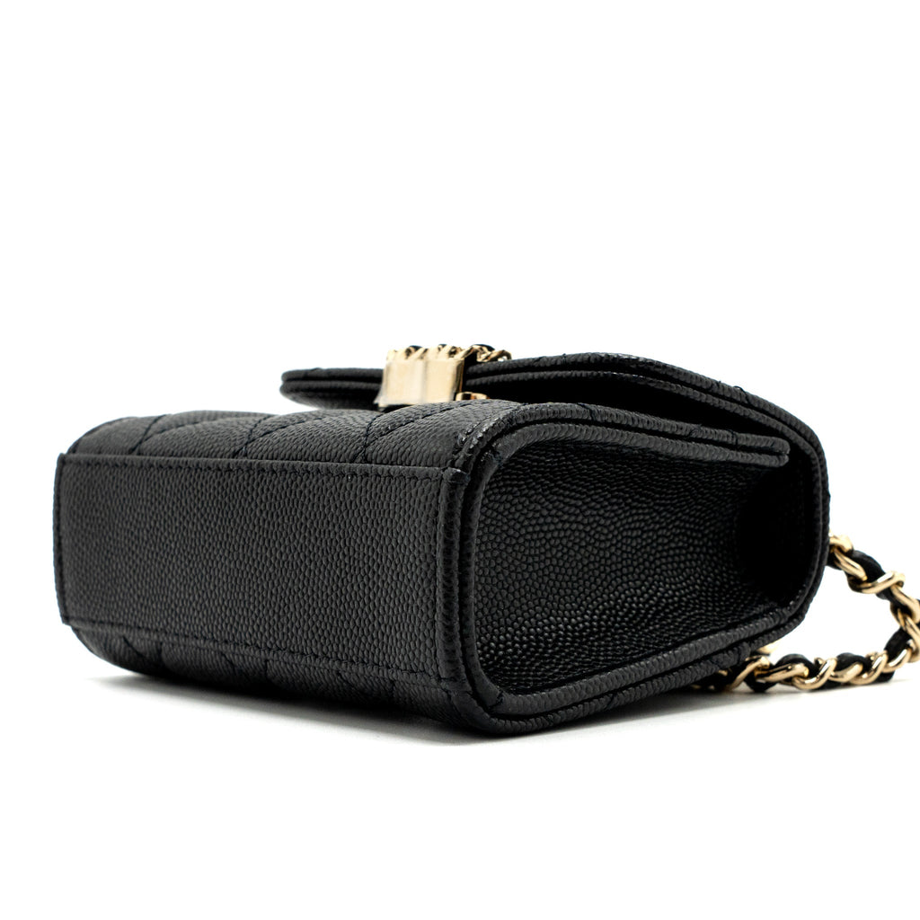 CHANEL MINI TOP HANDLE FLAP BAG CAVIAR BLACK LGHW (MICROCHIP)