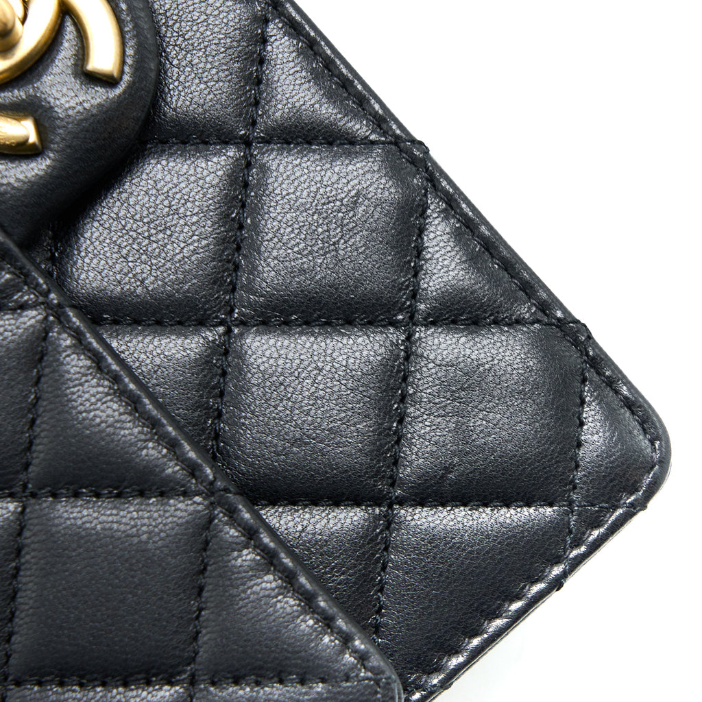 CHANEL 20C PEARL FLAP BAG GOATSKIN BLACK GHW