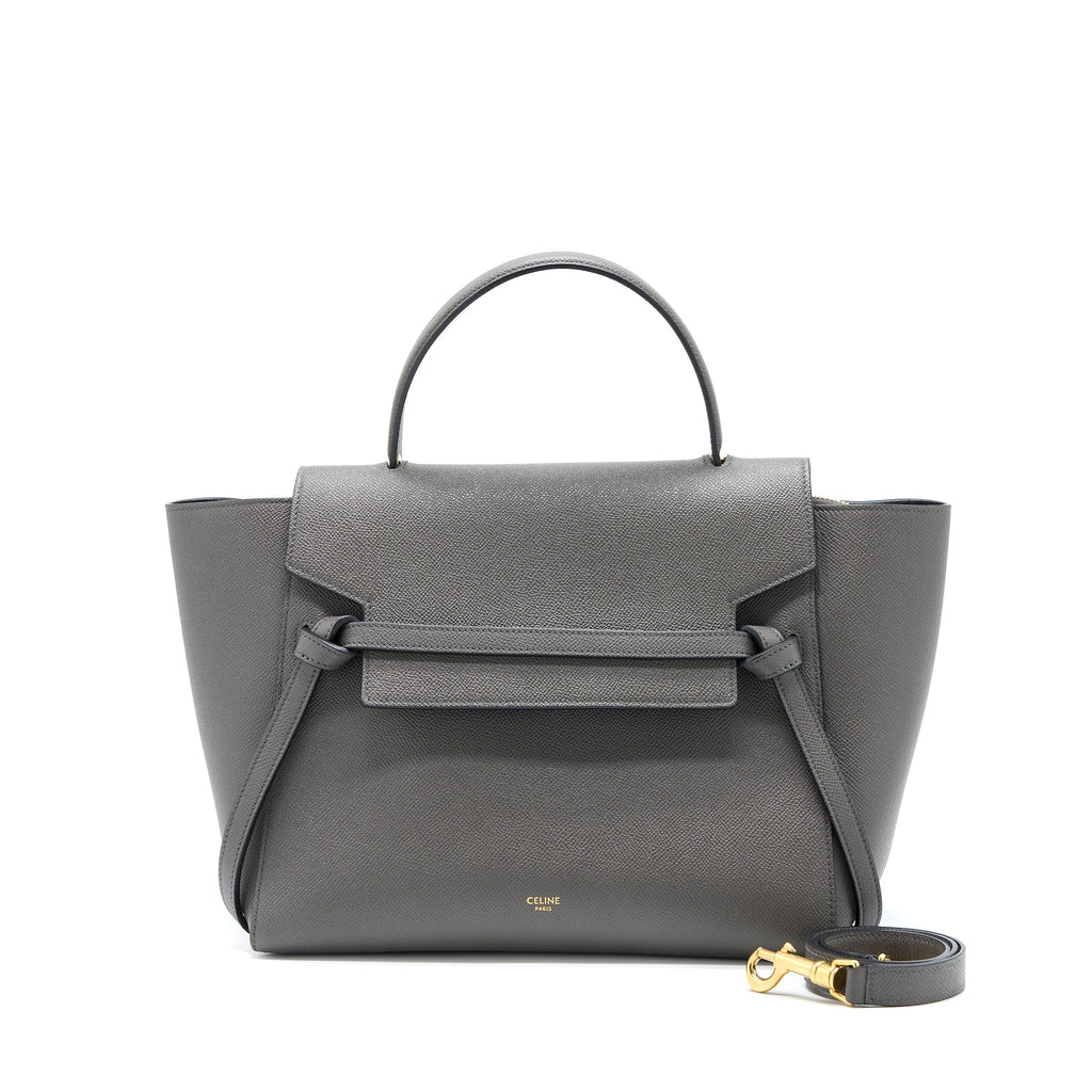 CELINE MINI BELT BAG GRAINED CALFSKIN GREY GHW