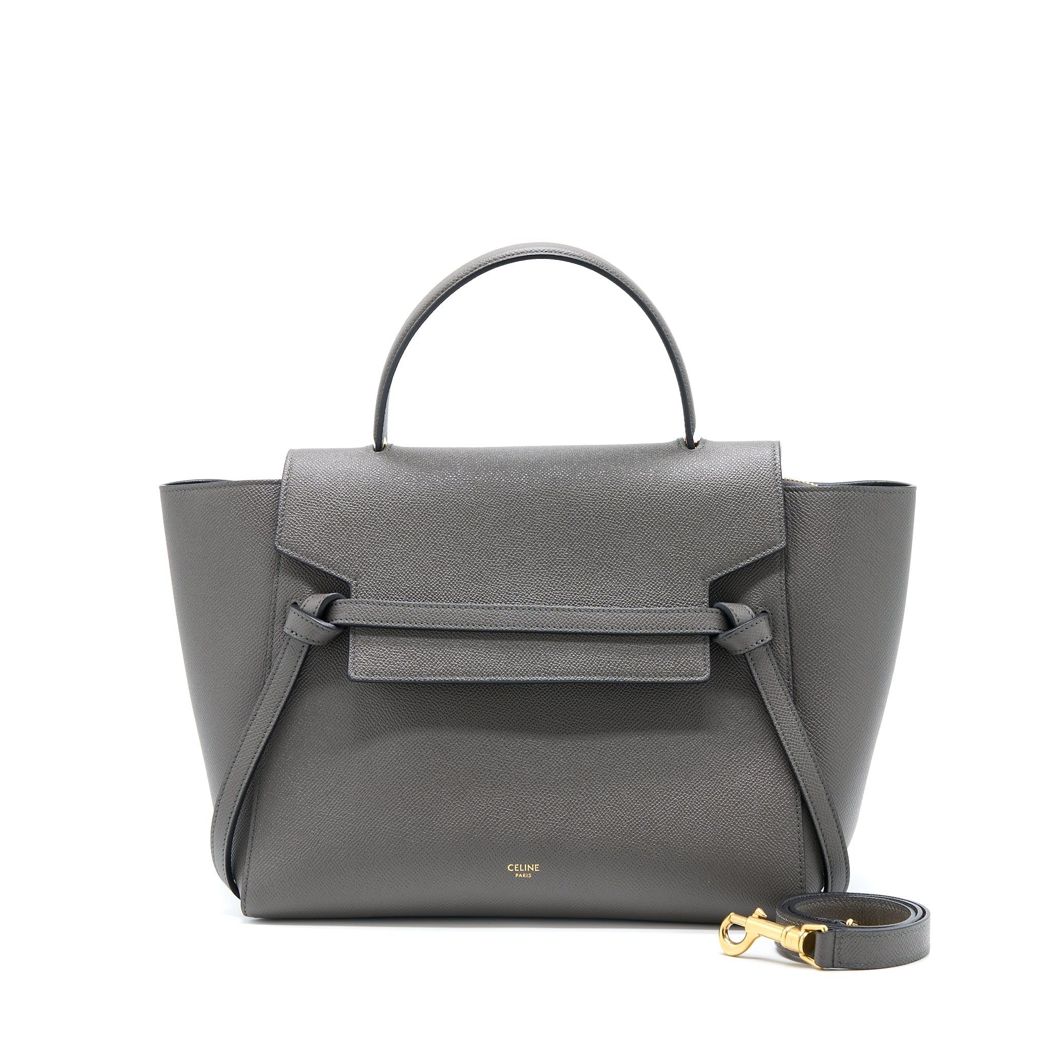 CELINE MINI BELT BAG GRAINED CALFSKIN GREY GHW
