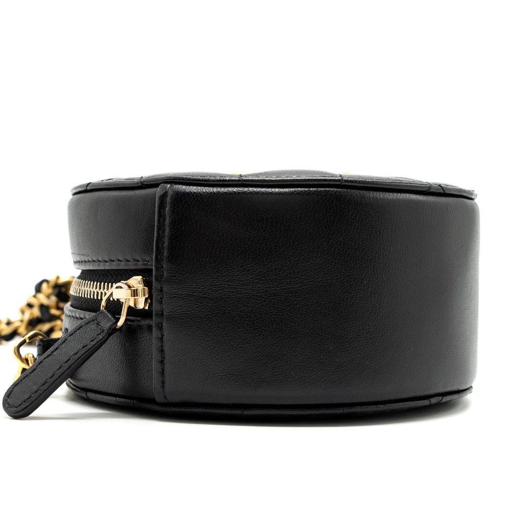 CHANEL LIMITED EDITION CHARM ROUND CLUTCH WITH CHAIN LAMBSKIN BLACK GHW