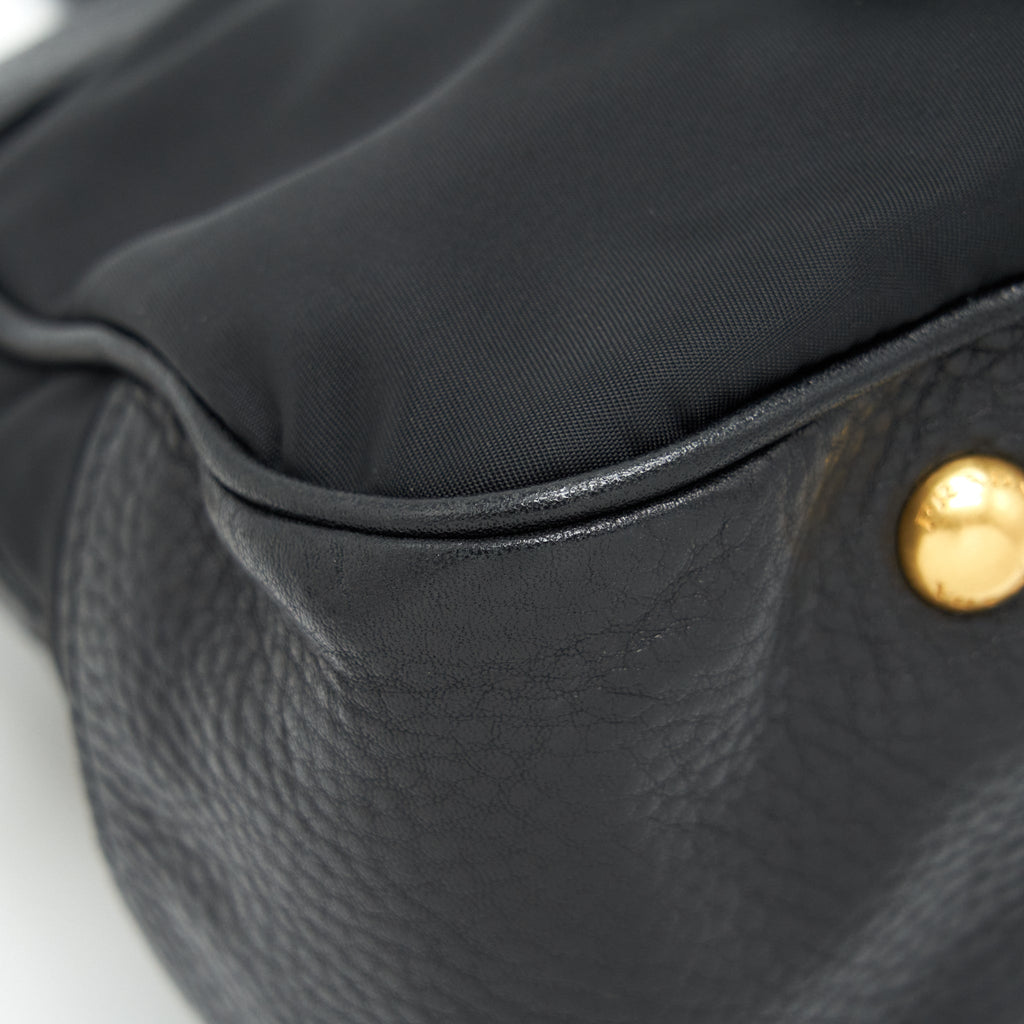 PRADA TESSUTO HANDLE BAG NYLON AND LEATHER BLACK GHW