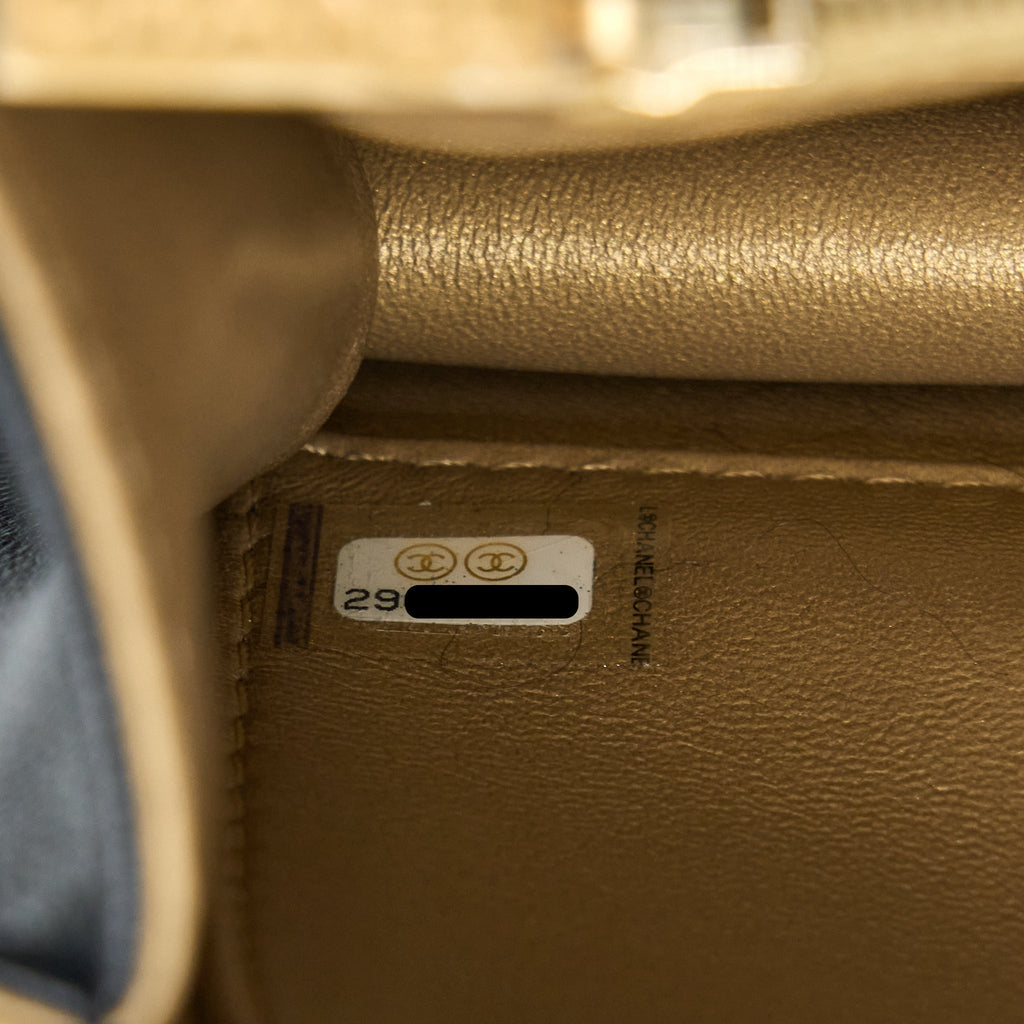 CHANEL 20C PEARL FLAP BAG GOATSKIN BLACK GHW