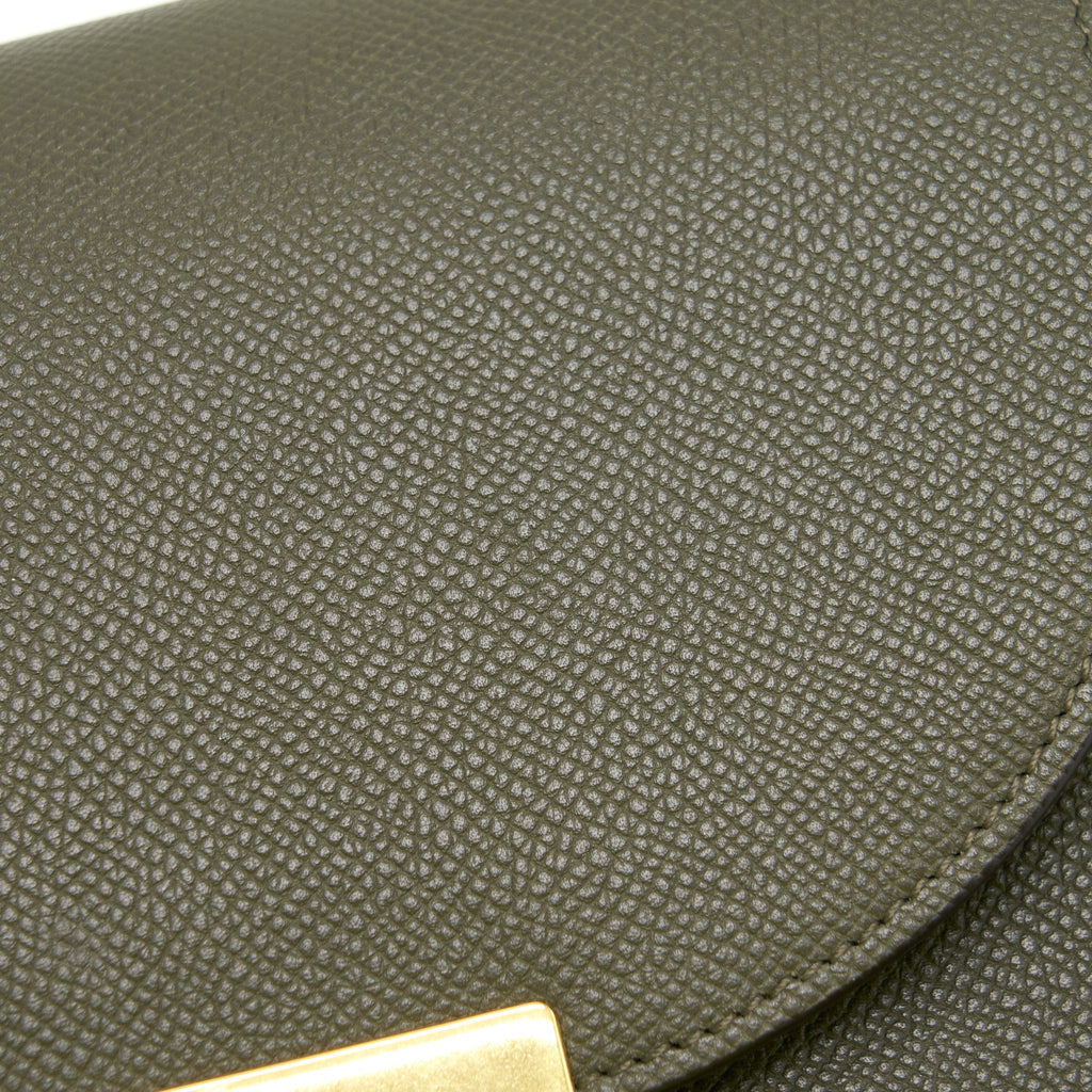 CELINE SMALL TROTTEUR BAG GRAINED CALFSKIN OLIVE GREEN GHW