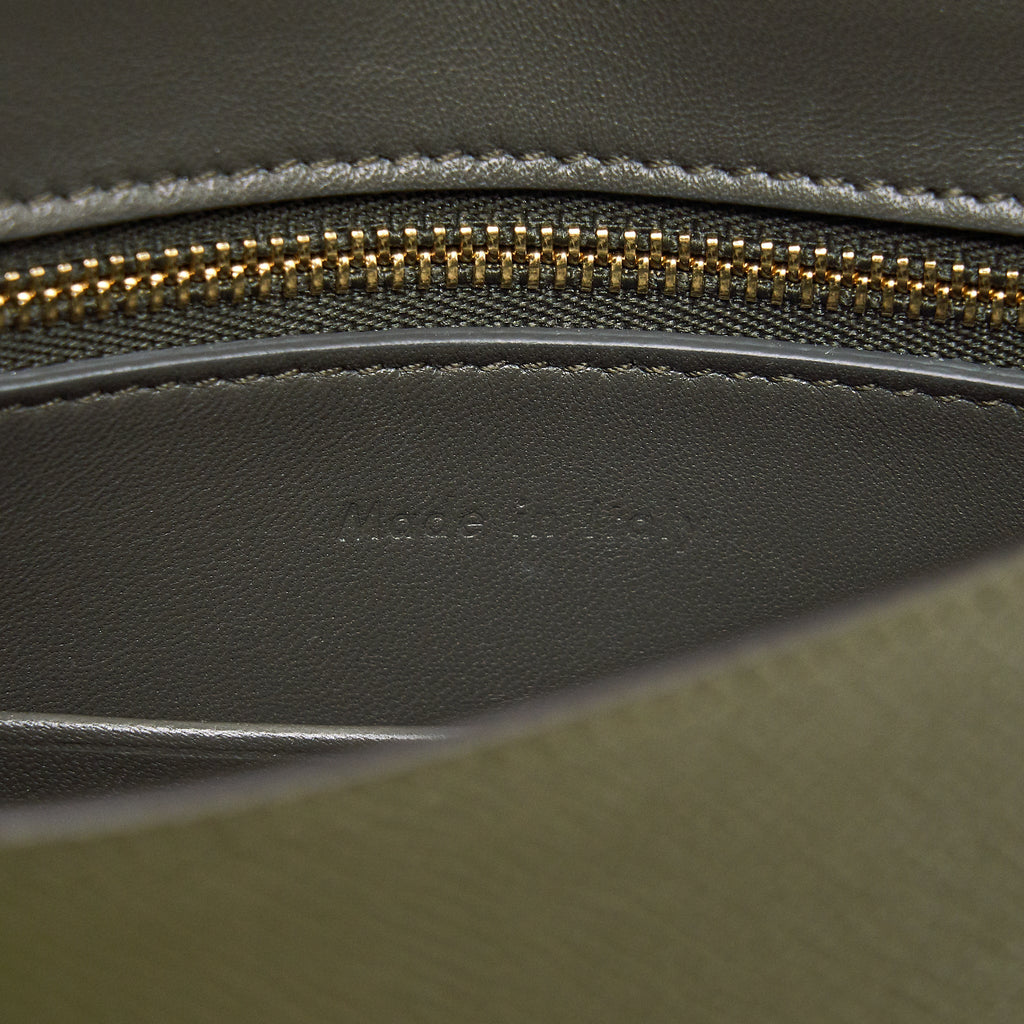 CELINE SMALL TROTTEUR BAG GRAINED CALFSKIN OLIVE GREEN GHW