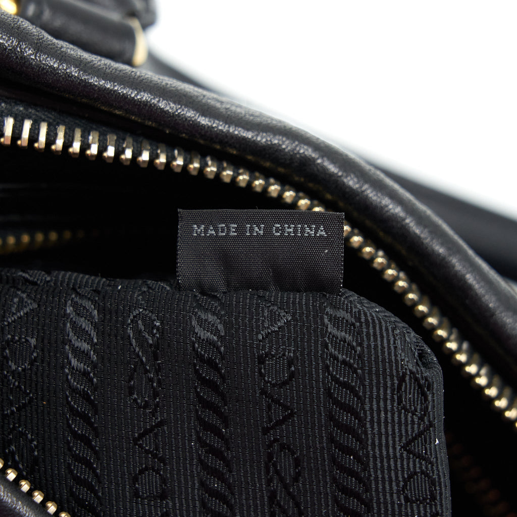 PRADA TESSUTO HANDLE BAG NYLON AND LEATHER BLACK GHW