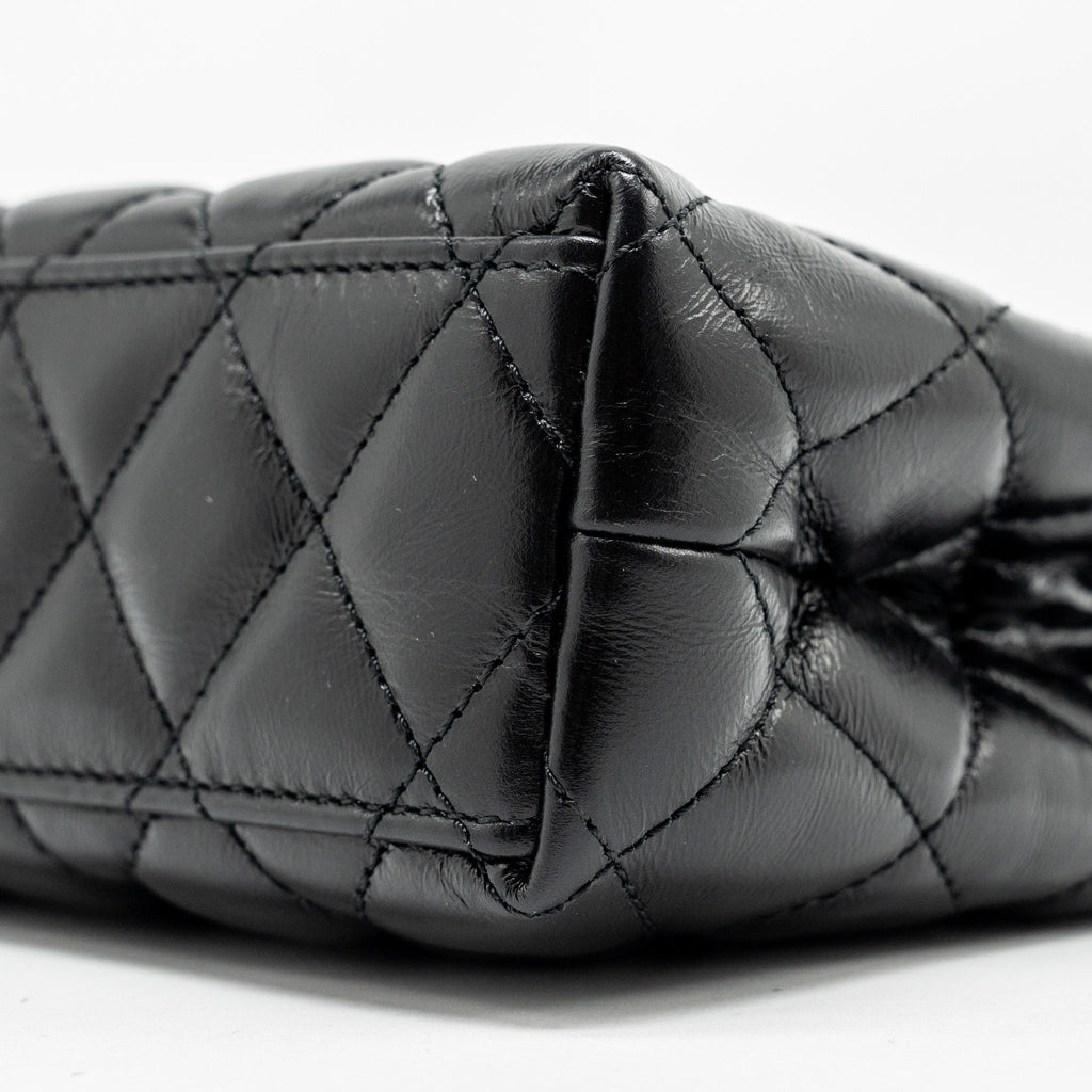 CHANEL MINI KELLY SHOPPING TOTE BAG CALFSKIN BLACK GHW (MICROCHIP)