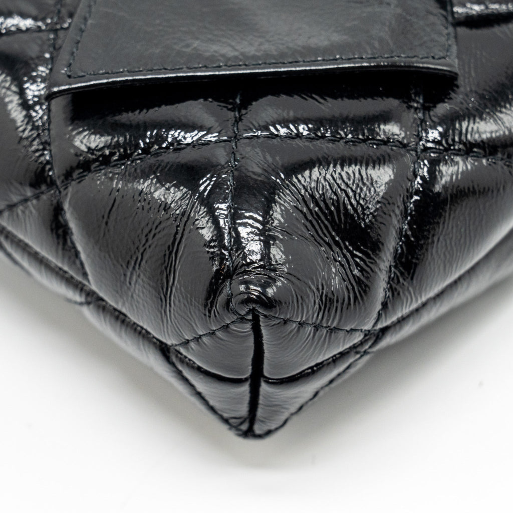 CHANEL 24A BOWKNOT CLUTCH WITH CHAIN PATENT CRUMPLED LAMBSKIN/SHINY LAMBSKIN BLACK GHW (MICROCHIP)