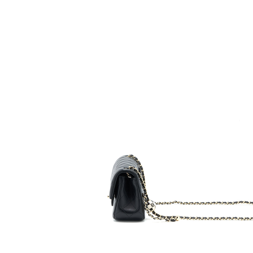 CHANEL 23C PEARL CRUSH MINI RECTANGULAR LAMBSKIN BLACK LGHW (MICROCHIP)