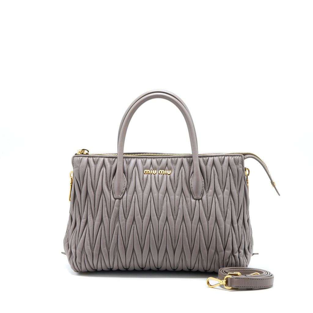 MIUMIU MATELASSE TOTE BAG LAMBSKIN ARGILLA GHW