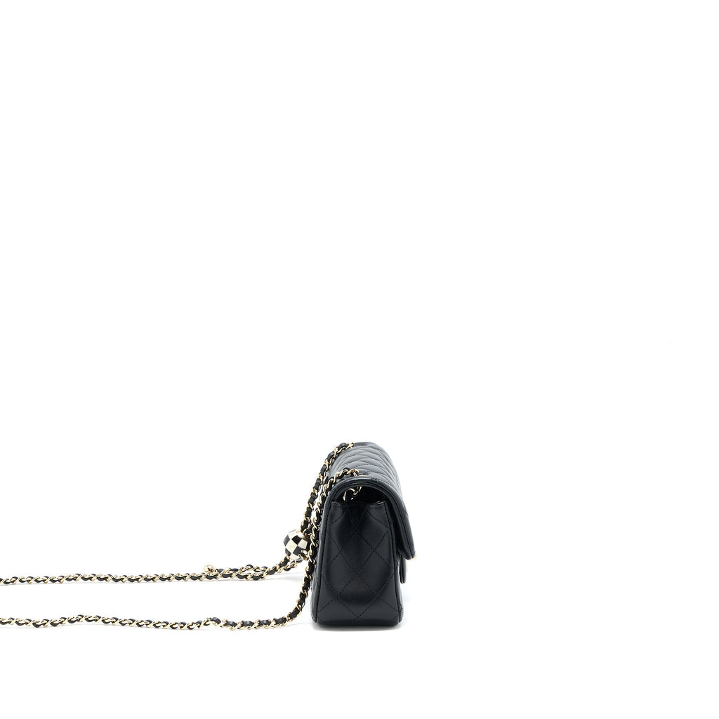 CHANEL 23C PEARL CRUSH MINI RECTANGULAR LAMBSKIN BLACK LGHW (MICROCHIP)